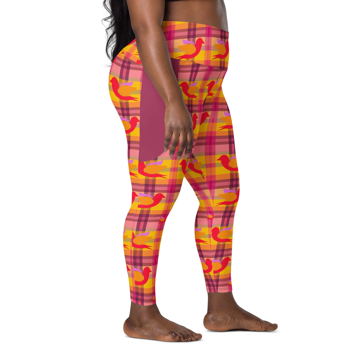 Txoriak High Waist 7/8 Length Recycled Yoga Leggings / Yoga Pants with Pockets