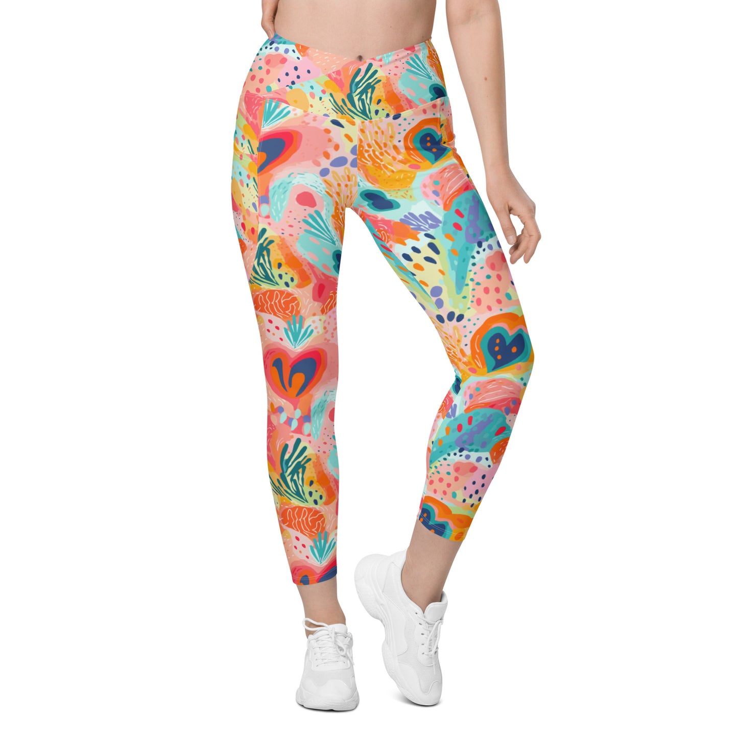 Venice Crossover Waist 7/8 Recycled Yoga Leggings / Yoga Pants with Pockets