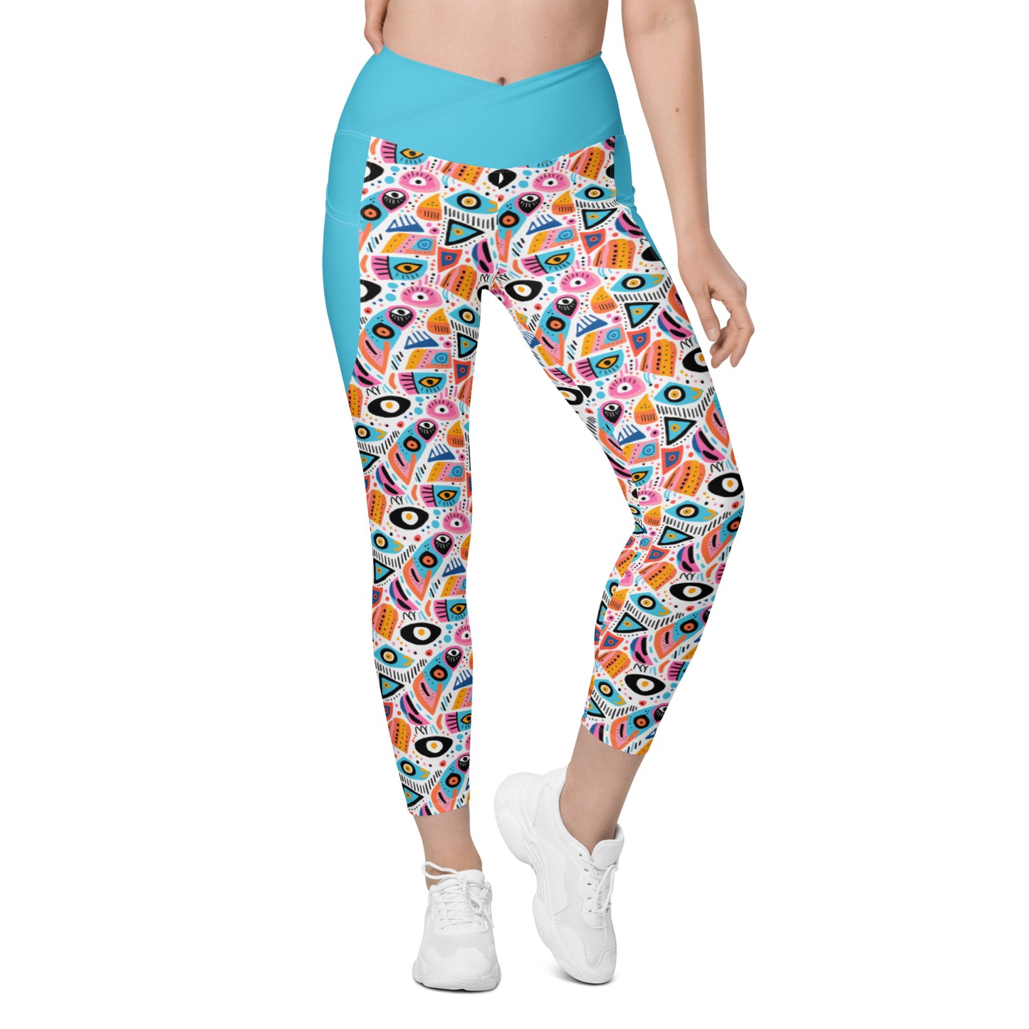 Malocchio Crossover Waist 7/8 Recycled Yoga Leggings / Yoga Pants with Pockets