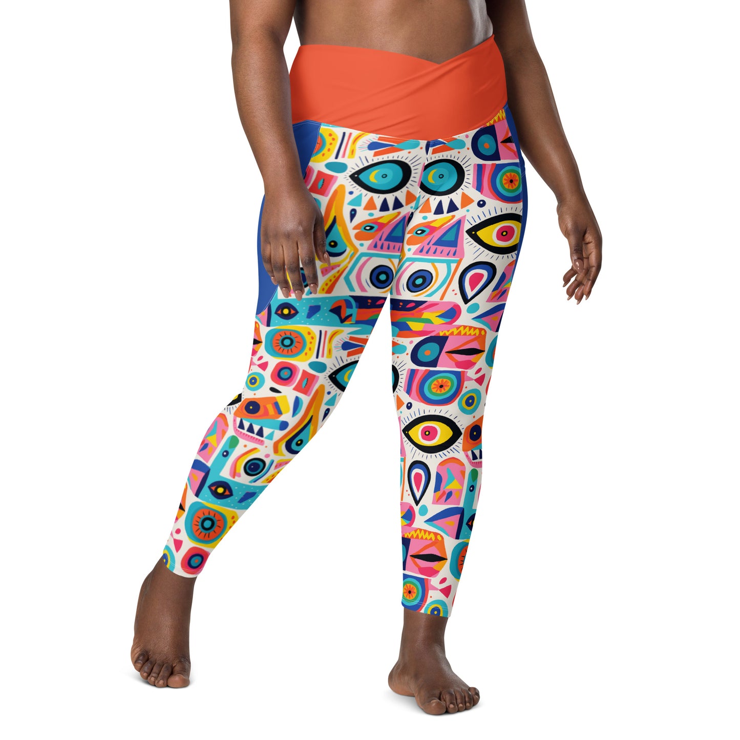 Ojos Crossover Waist 7/8 Recycled Yoga Leggings / Yoga Pants with Pockets
