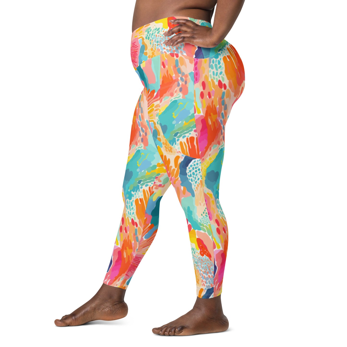 Coralo Crossover Waist 7/8 Recycled Yoga Leggings / Yoga Pants with Pockets