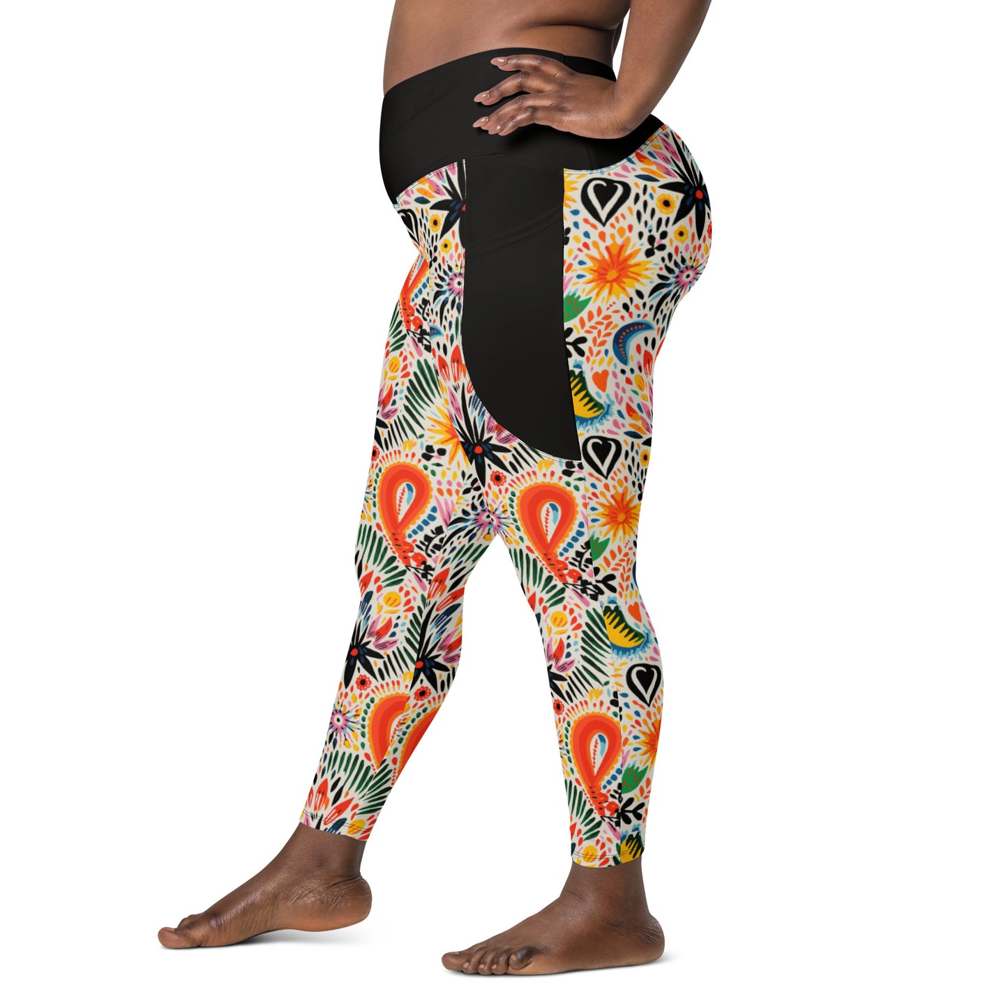 Edelweiss Crossover Waist 7/8 Recycled Yoga Leggings / Yoga Pants with Pockets
