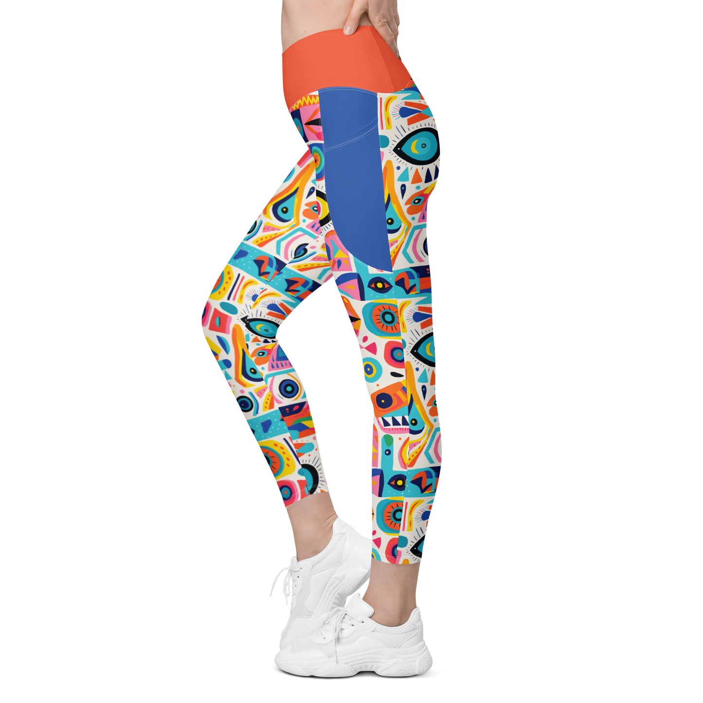 Ojos Crossover Waist 7/8 Recycled Yoga Leggings / Yoga Pants with Pockets