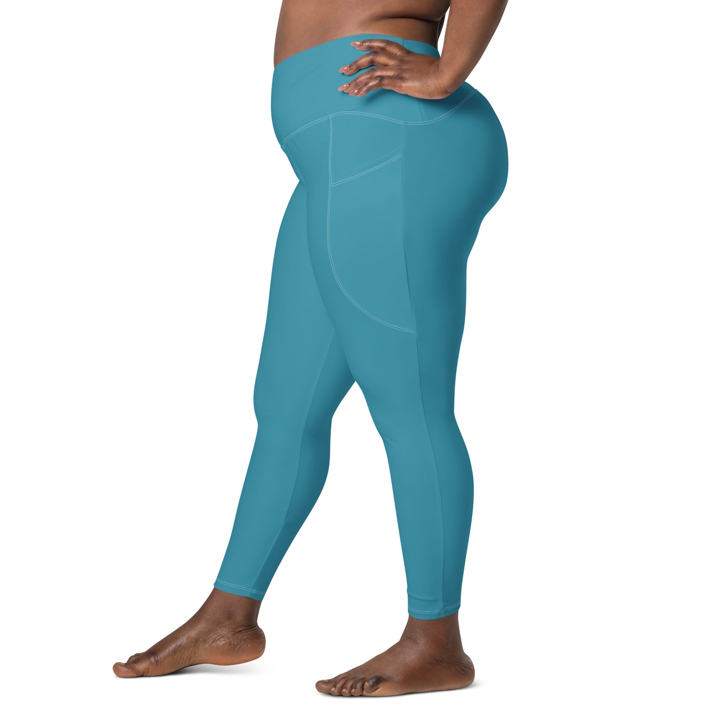 Schnucki Solid Color Crossover Waist 7/8 Recycled Yoga Leggings / Yoga Pants with Pockets