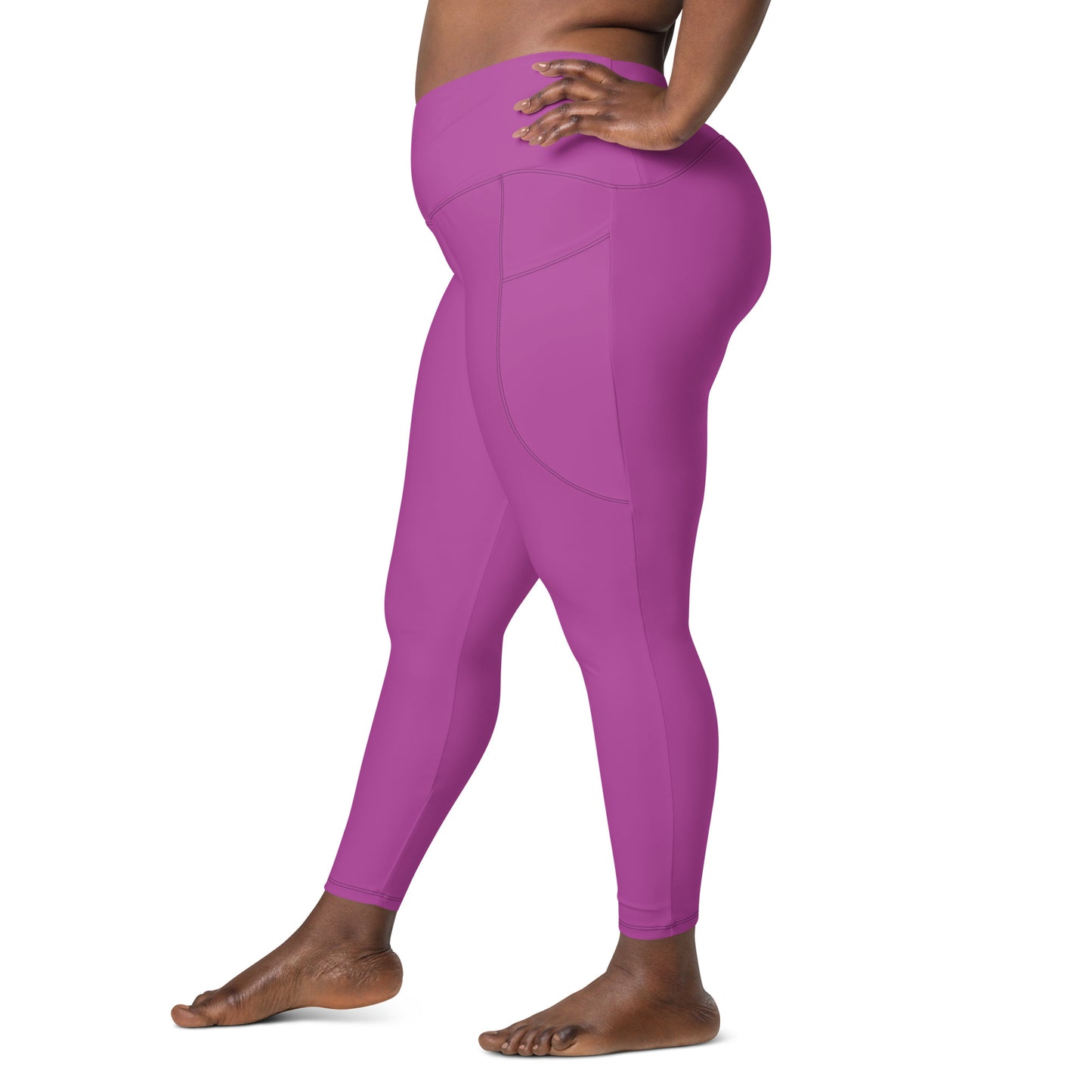 Pilze Solid Color Crossover Waist 7/8 Recycled Yoga Leggings / Yoga Pants with Pockets