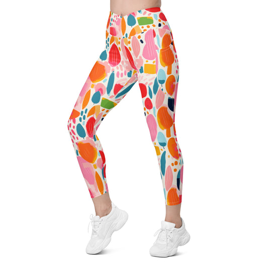 Tulpe Crossover Waist 7/8 Recycled Yoga Leggings / Yoga Pants with Pockets