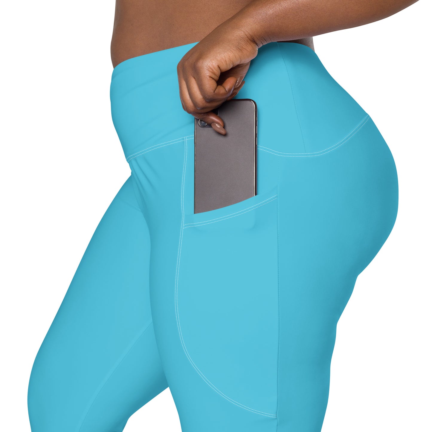 Malocchio Solid Color Crossover Waist 7/8 Recycled Yoga Leggings / Yoga Pants with Pockets