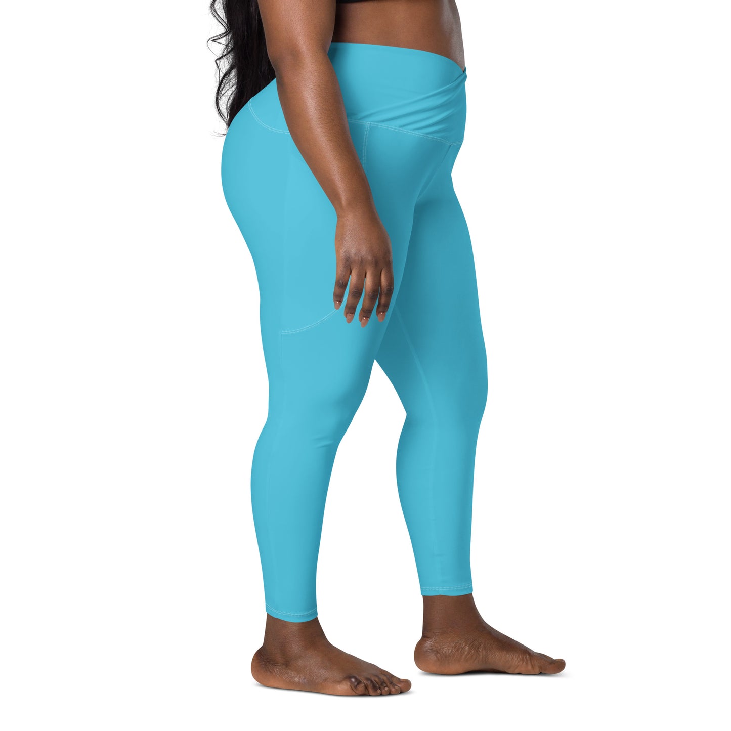 Malocchio Solid Color Crossover Waist 7/8 Recycled Yoga Leggings / Yoga Pants with Pockets
