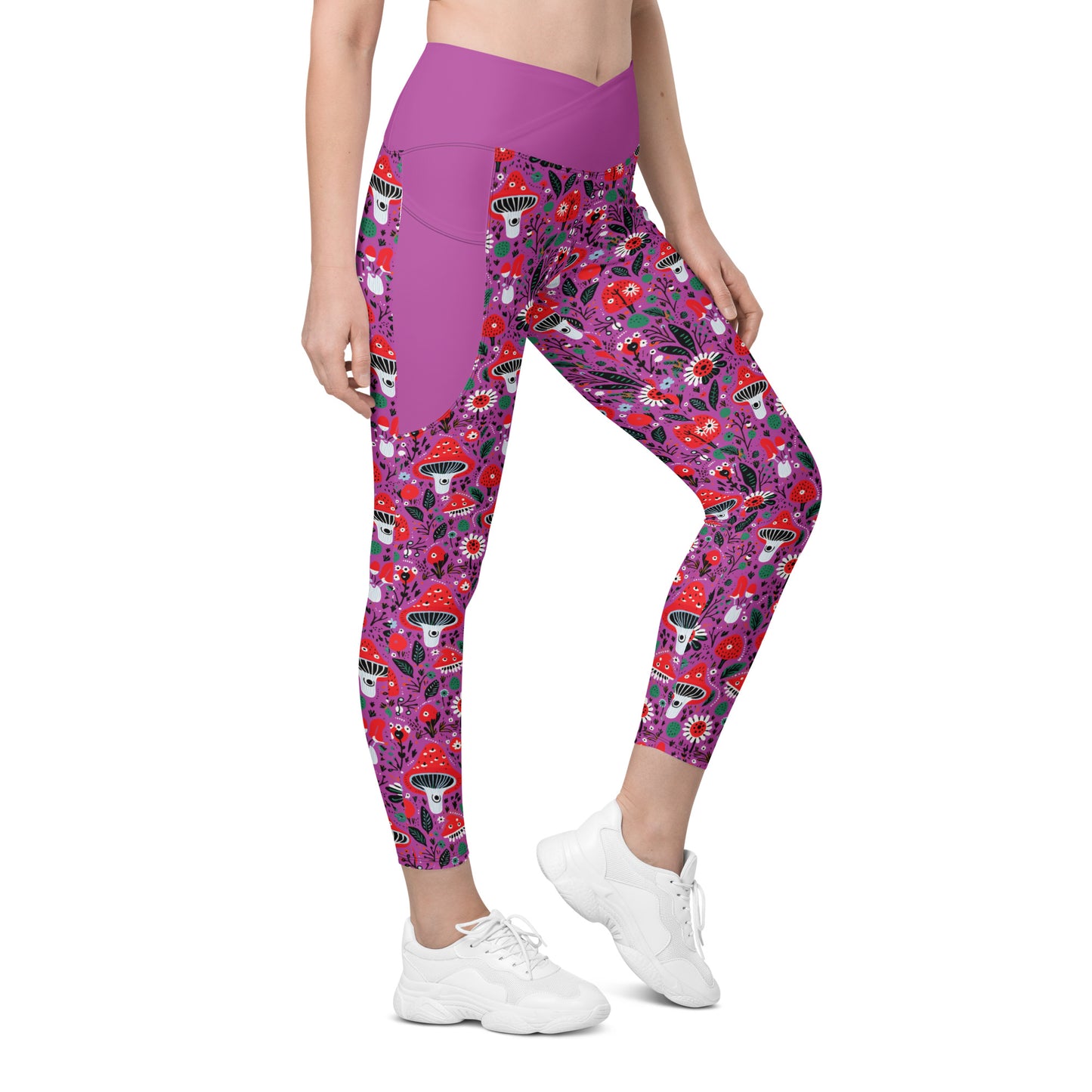 Pilze Crossover Waist 7/8 Recycled Yoga Leggings / Yoga Pants with Pockets