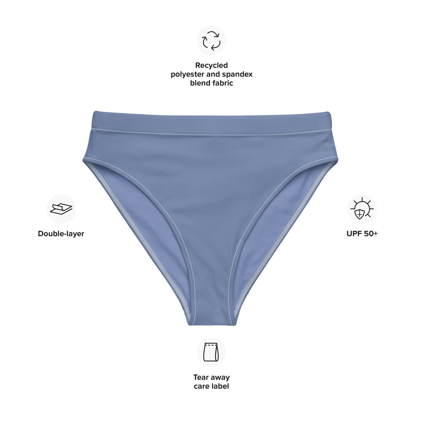 Garten Solid Blue Recycled Mid-Rise Cheeky Bikini Bottom