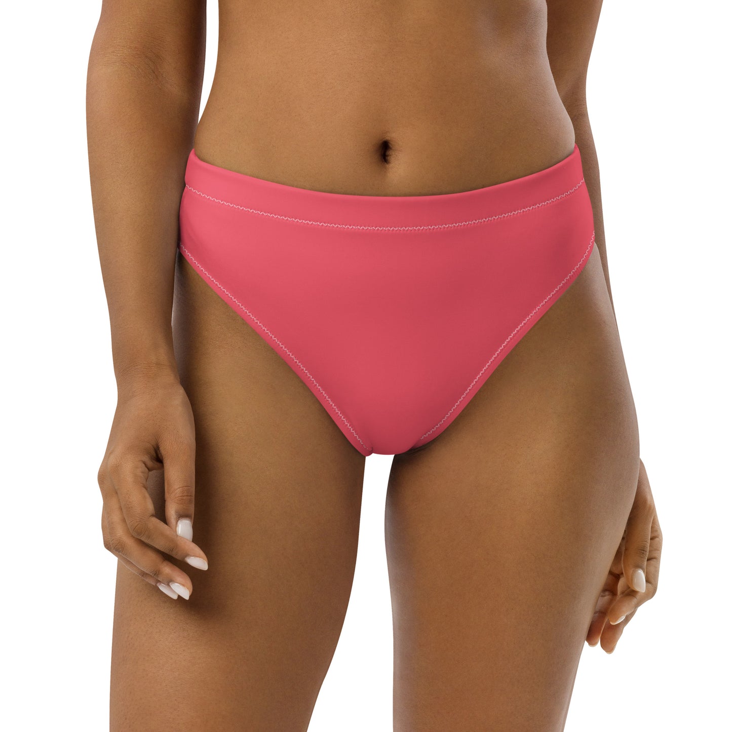 Cueva Solid Pink Recycled Mid-Rise Cheeky Bikini Bottom