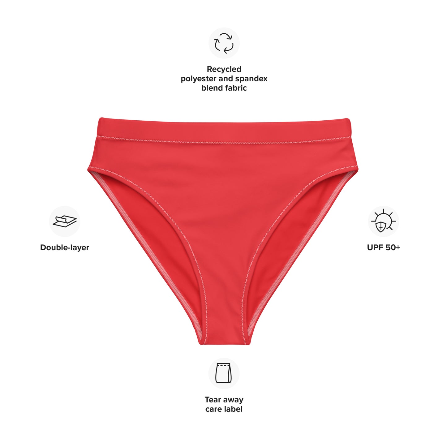 Nord Solid Red Recycled Mid-Rise Cheeky Bikini Bottom