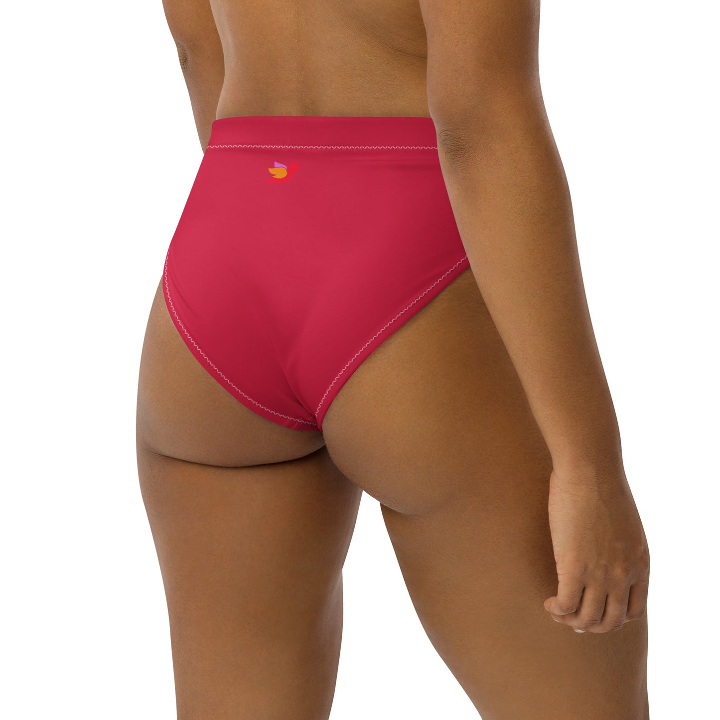 Milano Solid Red Recycled Mid-Rise Cheeky Bikini Bottom
