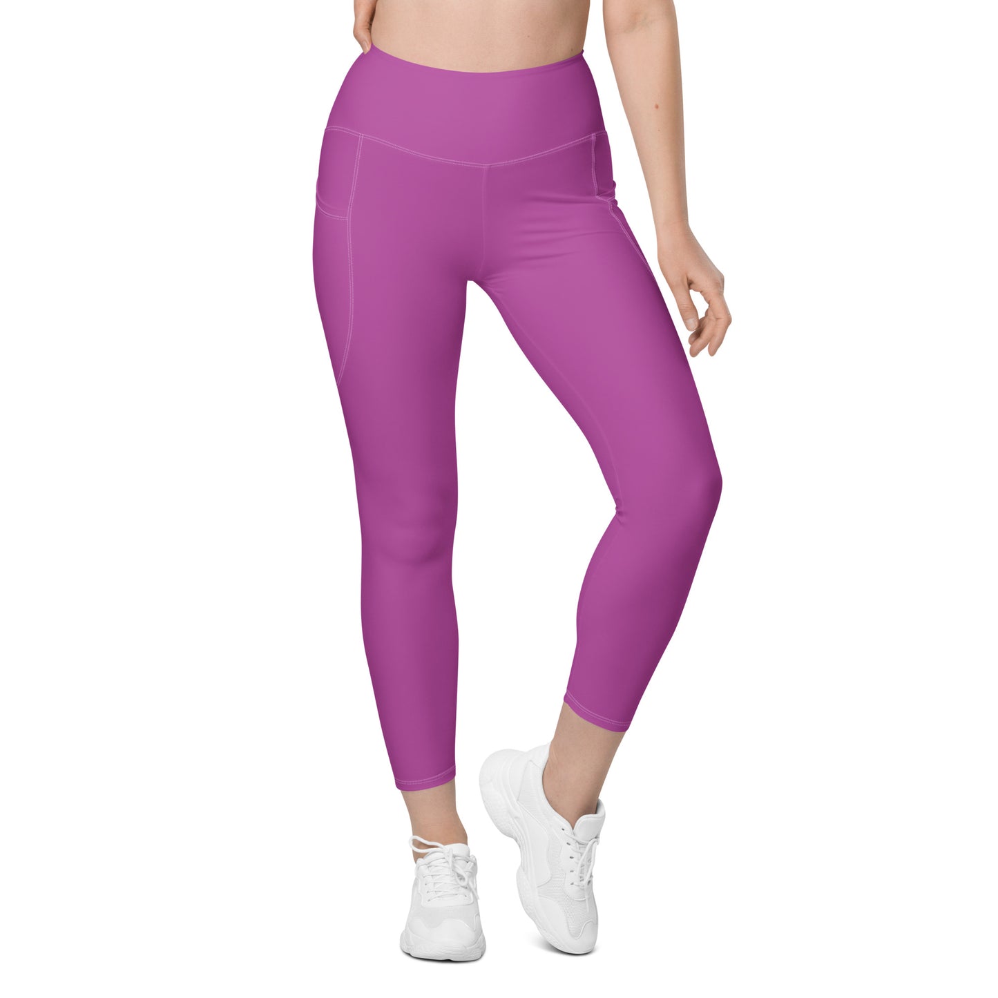 Pilze Solid Color High Waist 7/8 Recycled Yoga Leggings / Yoga Pants with Pockets