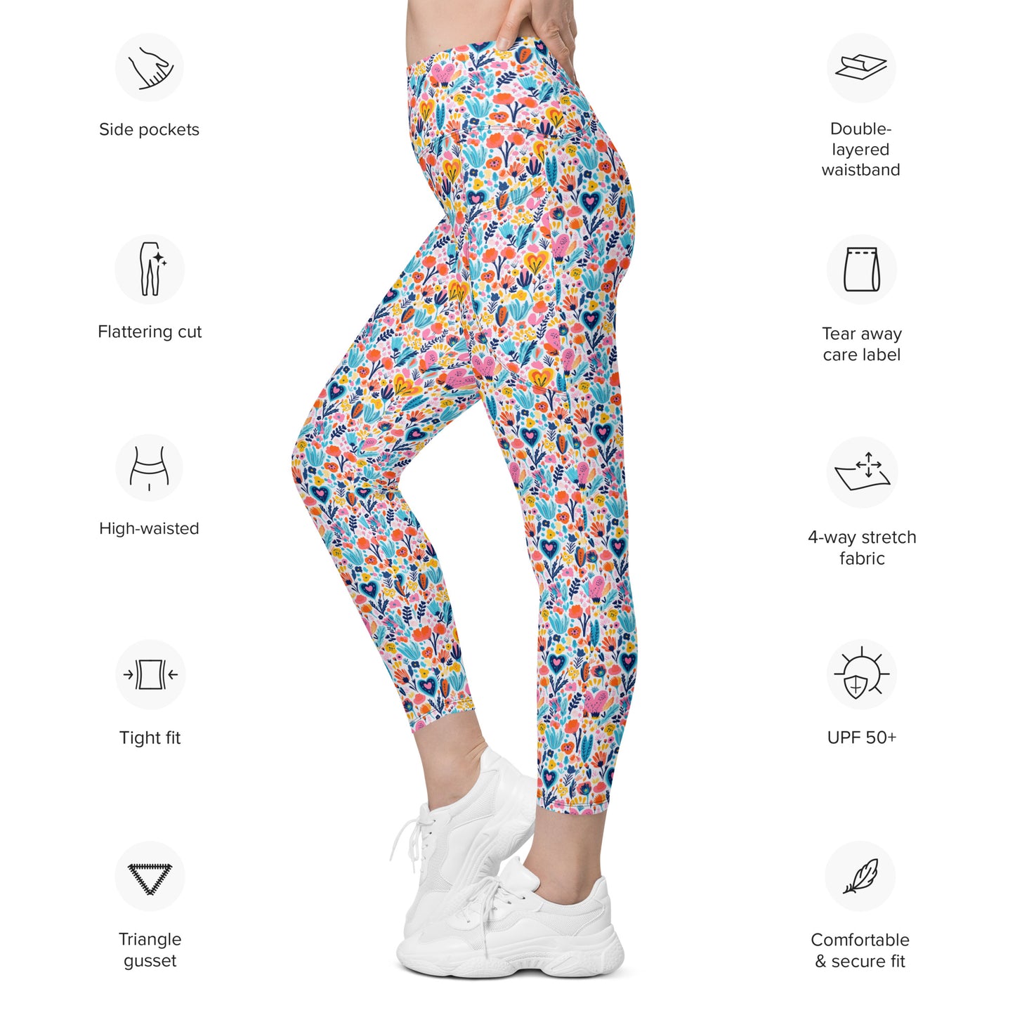 Fiori High Waist 7/8 Recycled Yoga Leggings / Yoga Pants with Pockets