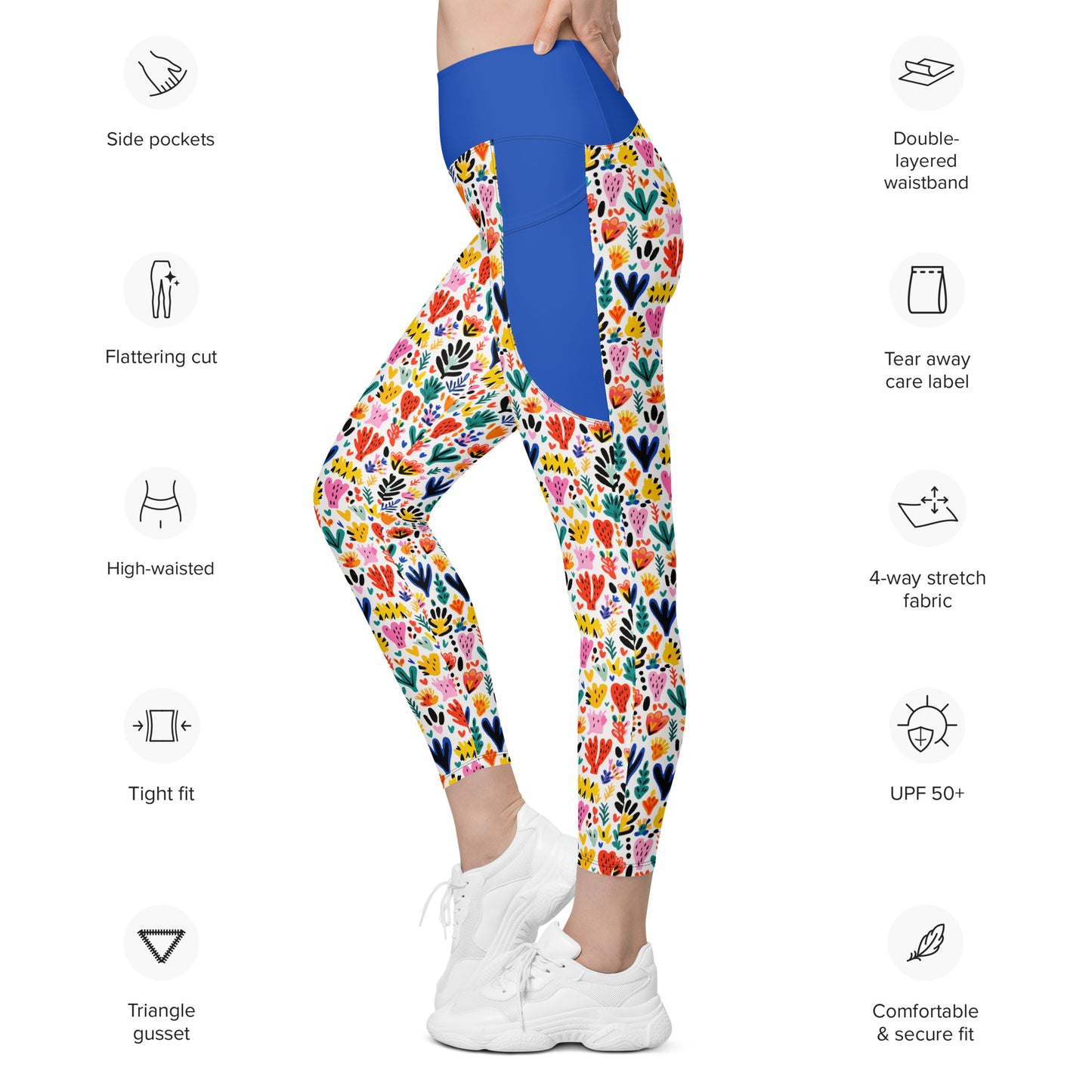 Borno High Waist 7/8 Recycled Yoga Leggings / Yoga Pants with Pockets