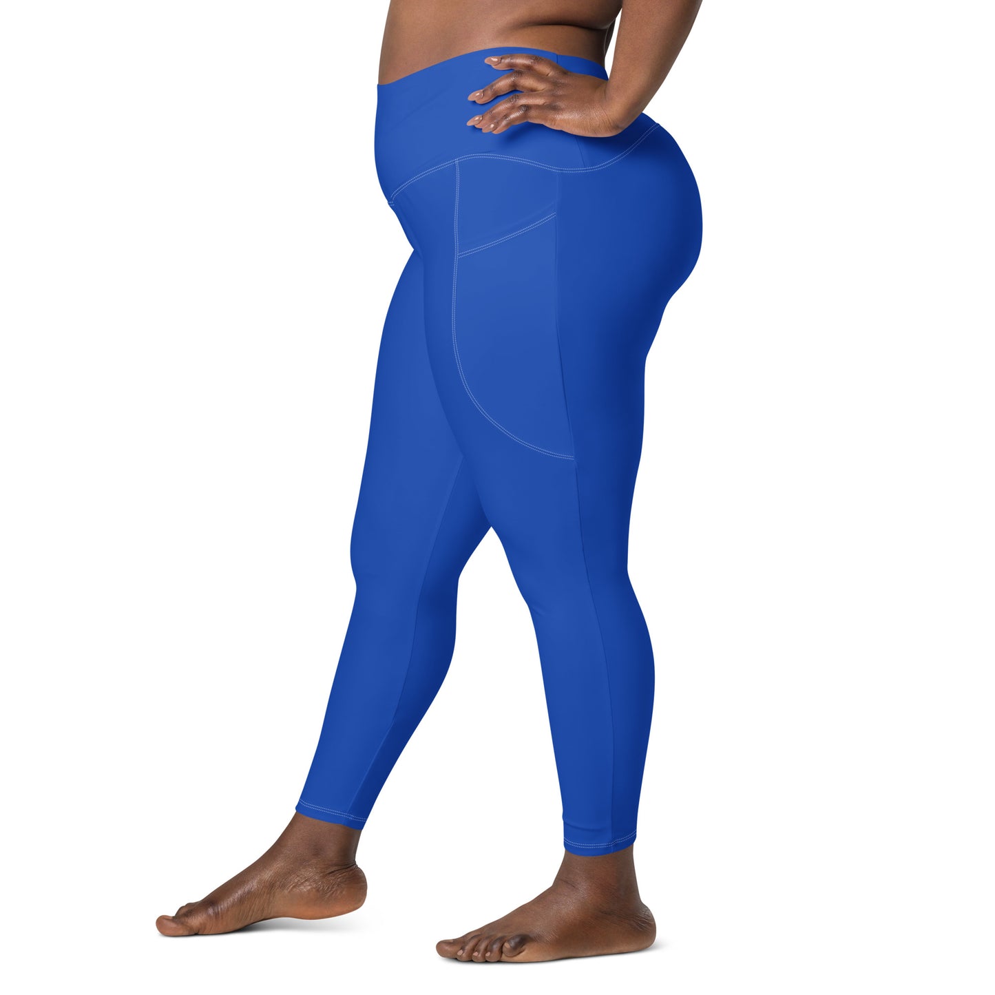 Borno Solid Royal High Waist 7/8 Recycled Yoga Leggings / Yoga Pants with Pockets