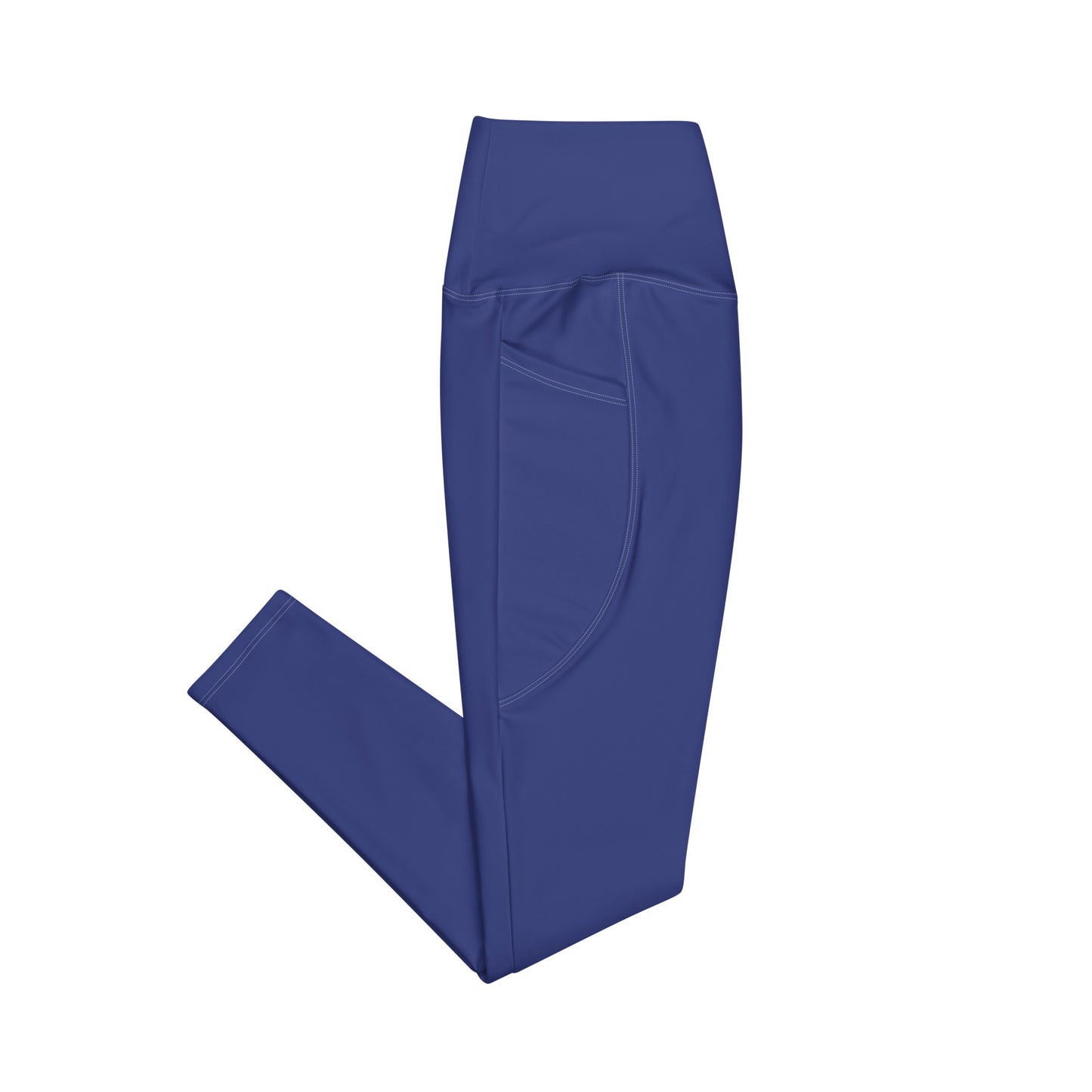 Monopoli Solid Blue High Waist 7/8 Recycled Yoga Leggings / Yoga Pants with Pockets