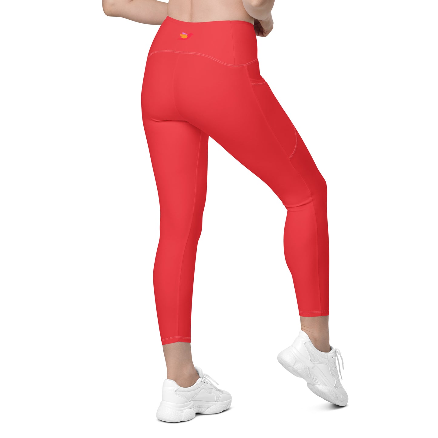 Nord Solid Red High Waist 7/8 Recycled Yoga Leggings / Yoga Pants with Pockets