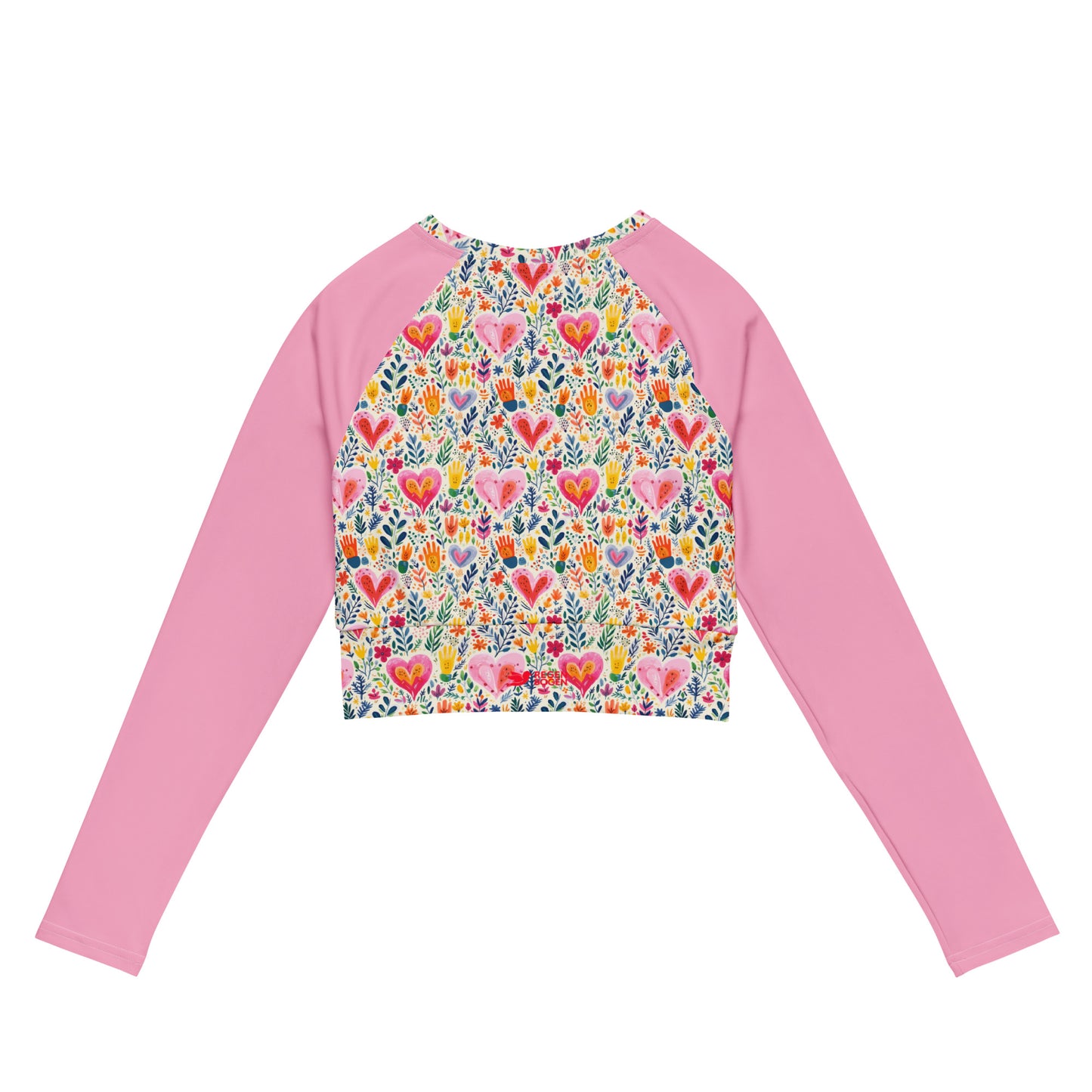 Garten with Pink Recycled Long Sleeve Athletic, Yoga, & Swim Crop Top