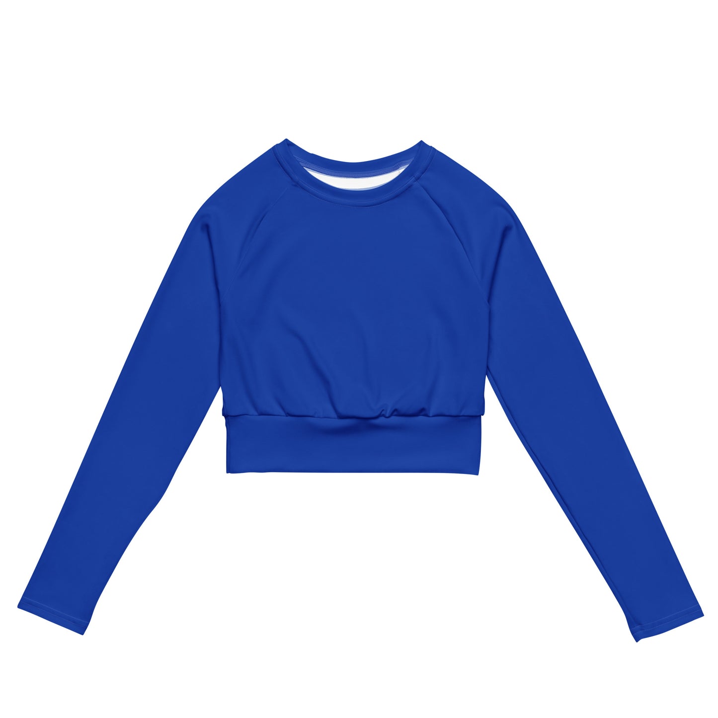Borno Solid Blue Recycled Long Sleeve Athletic, Yoga, & Swim Crop Top