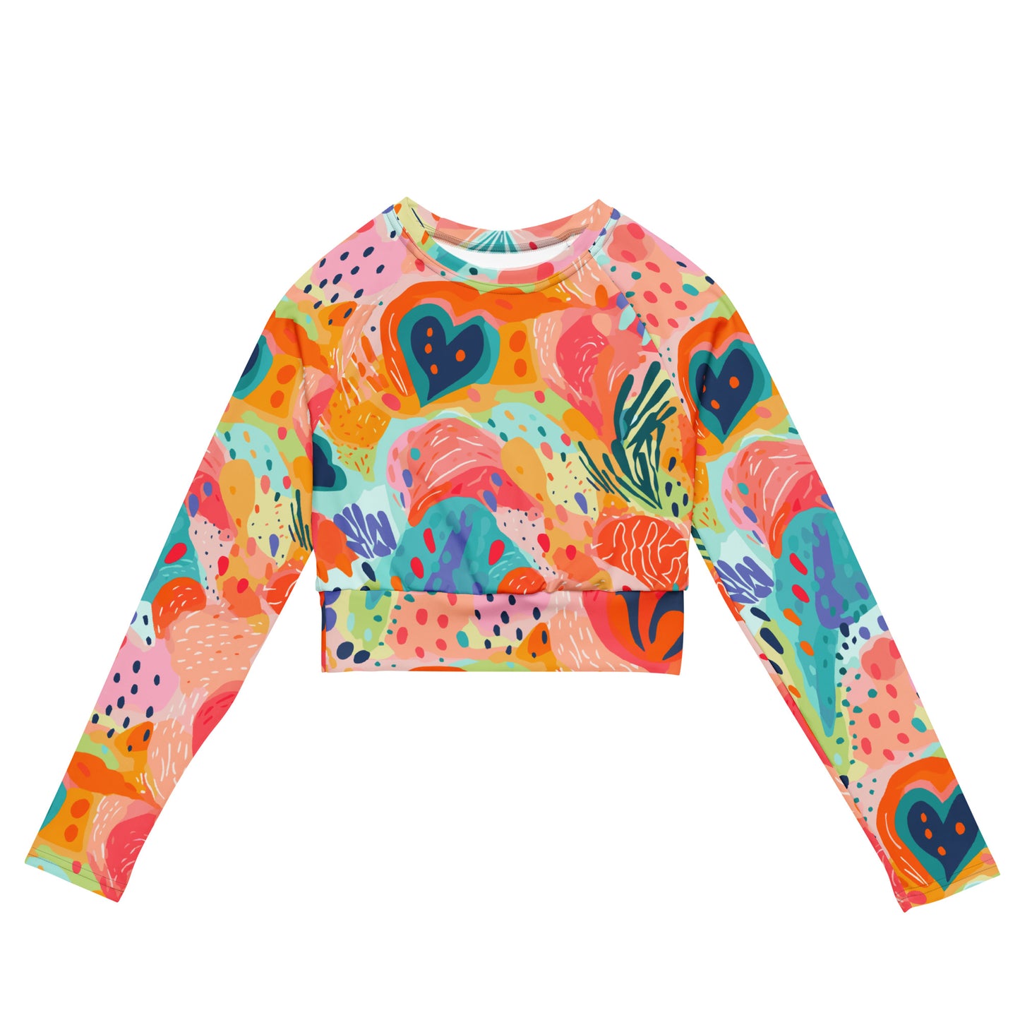 Venice All Over Recycled Long Sleeve Athletic, Yoga, & Swim Crop Top