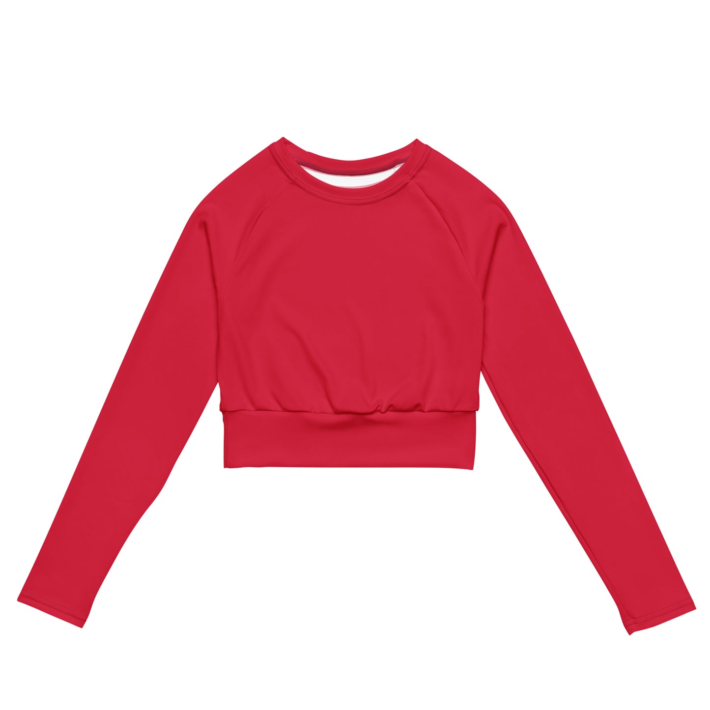 Milano Solid Red Recycled Long Sleeve Athletic, Yoga, & Swim Crop Top