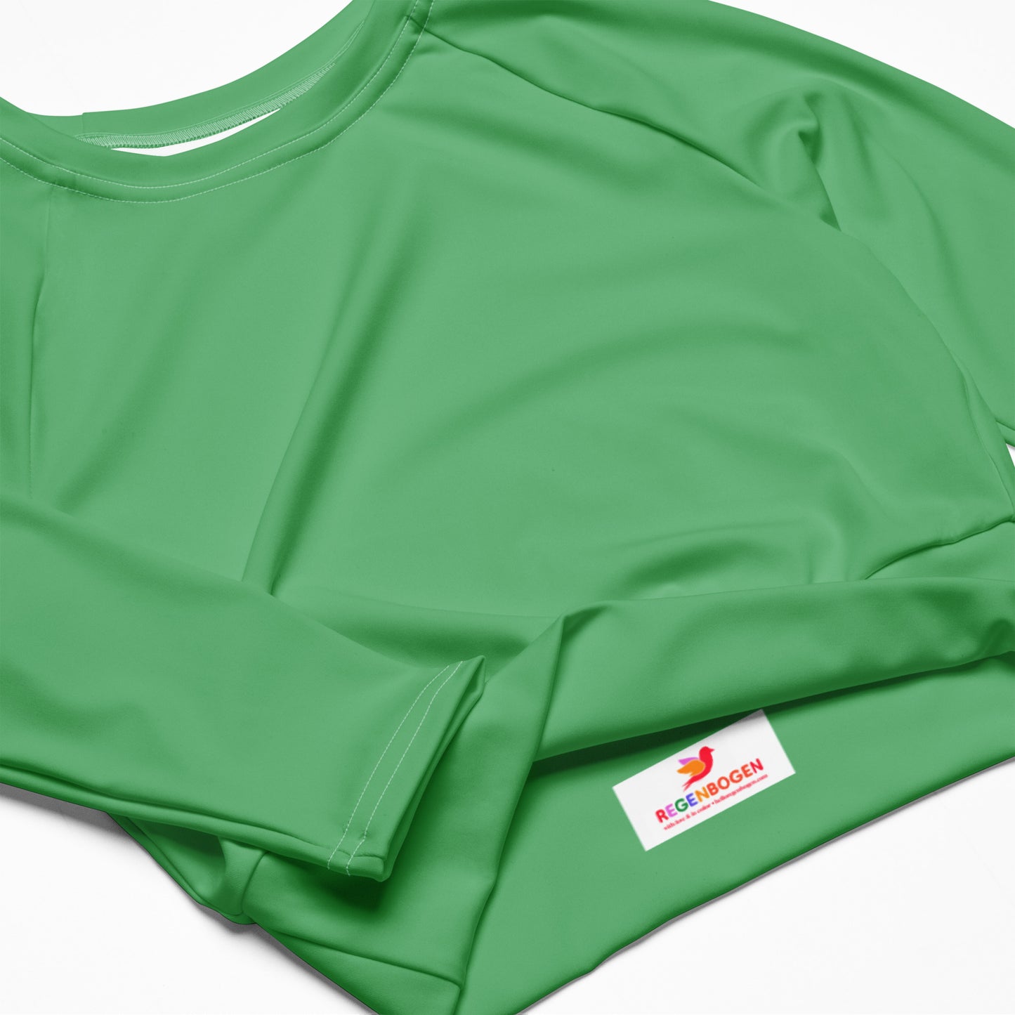 Marbella Green Recycled Long Sleeve Athletic, Yoga, & Swim Crop Top