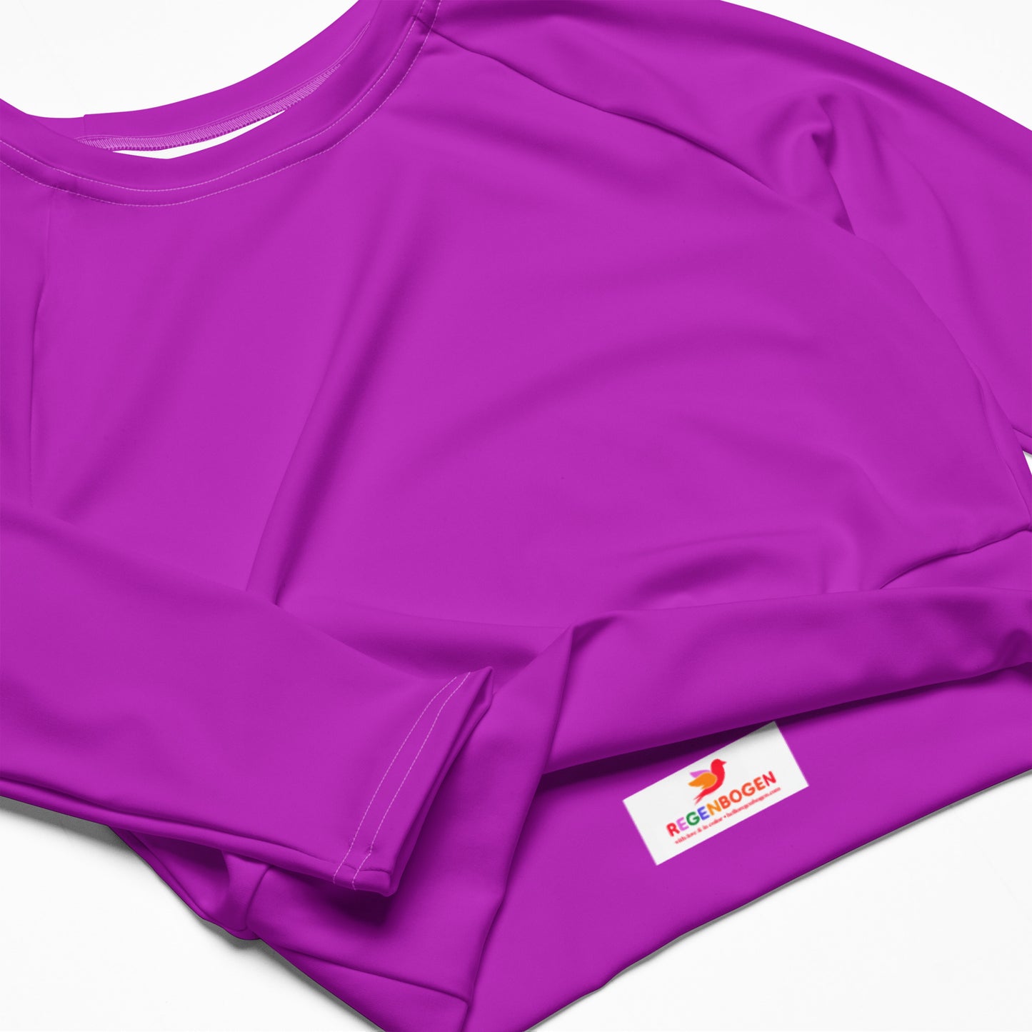 Alpenrose Solid Recycled Long Sleeve Athletic, Yoga, & Swim Crop Top