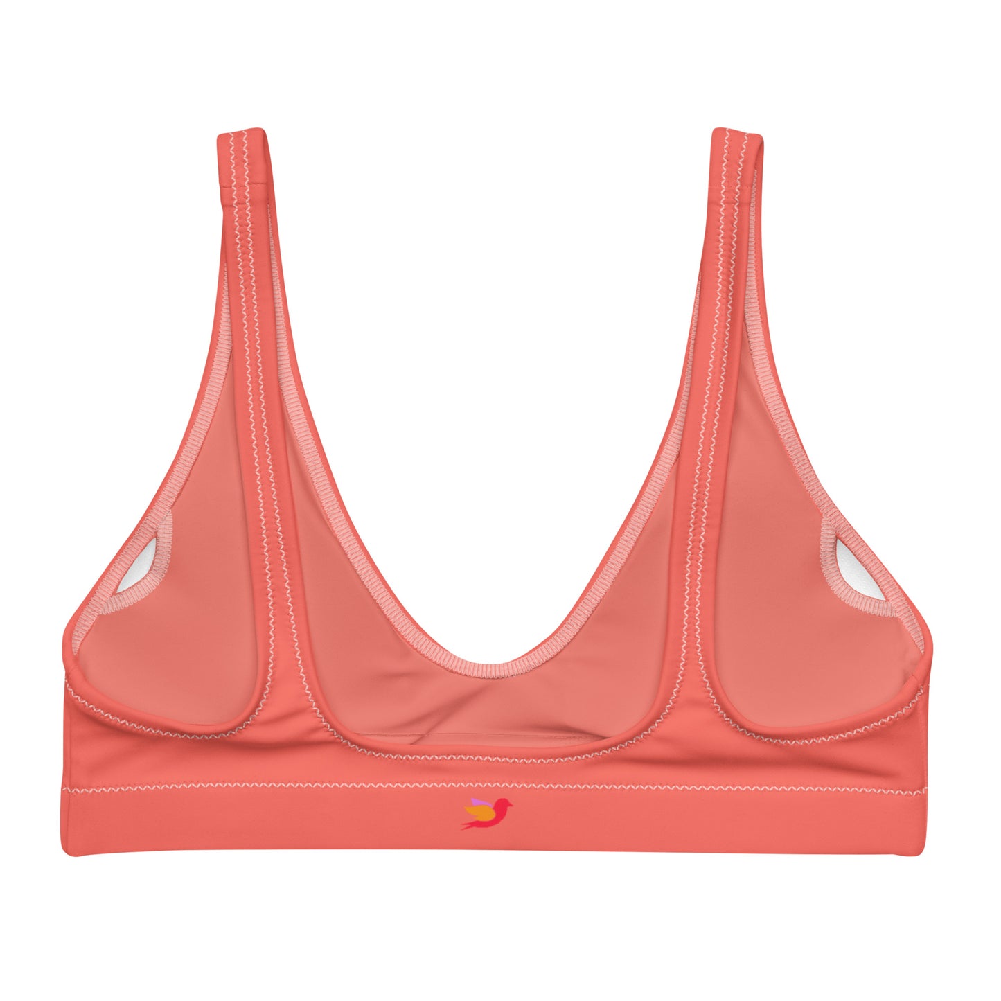 Coralo Solid Coral Recycled Scoop Bikini Top