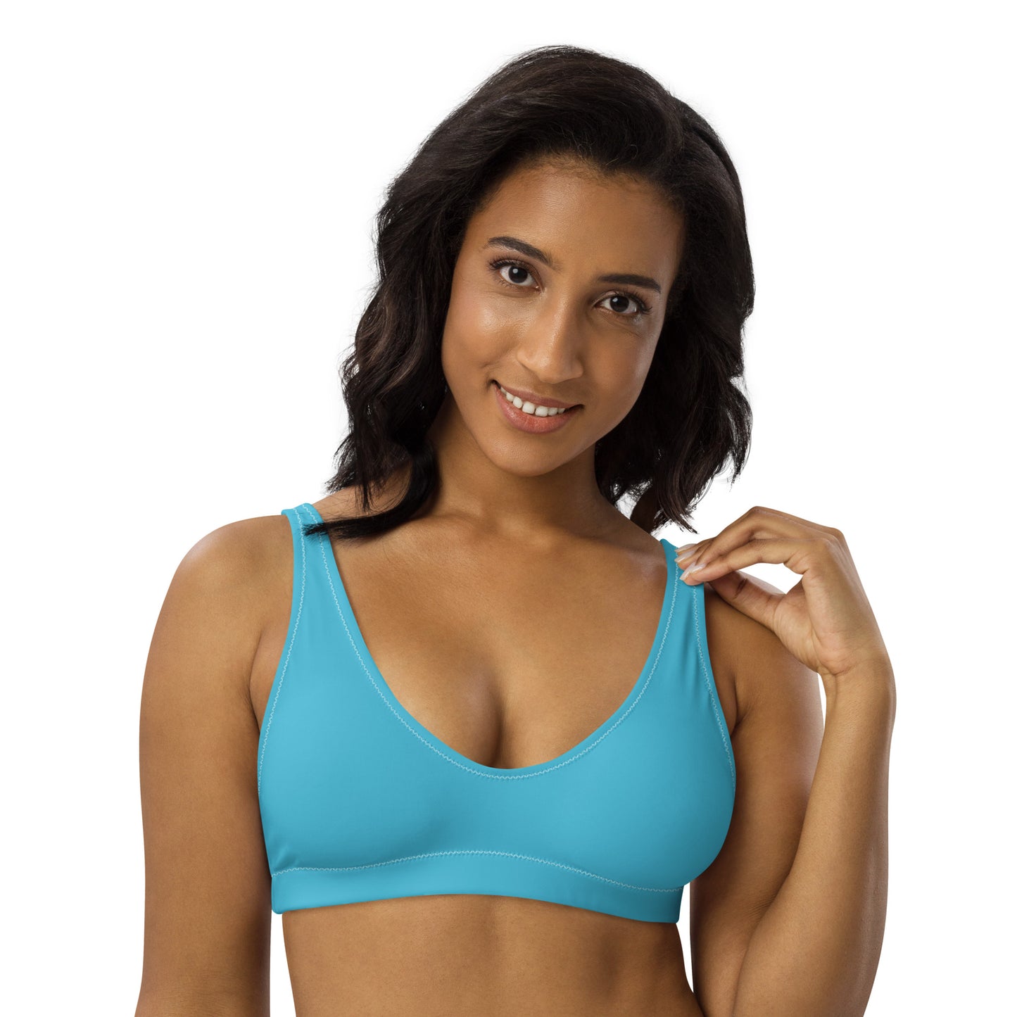 Malocchio Solid Blue Recycled Scoop Bikini Top