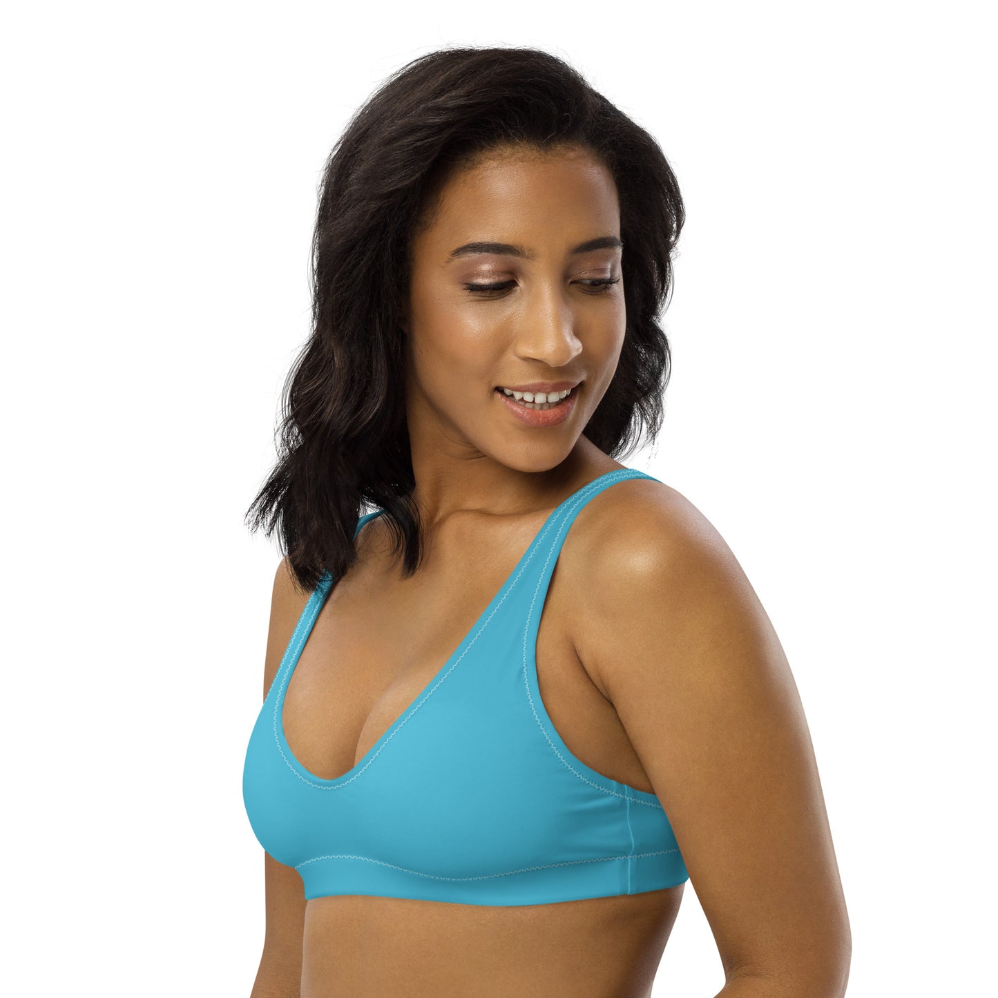 Malocchio Solid Blue Recycled Scoop Bikini Top