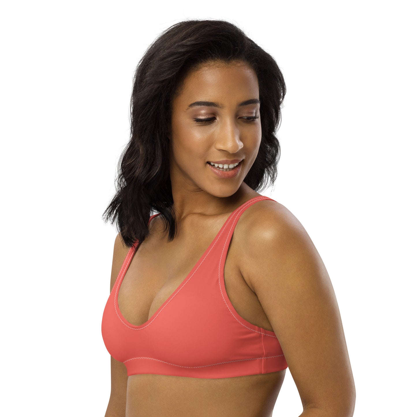 Coralo Solid Coral Recycled Scoop Bikini Top