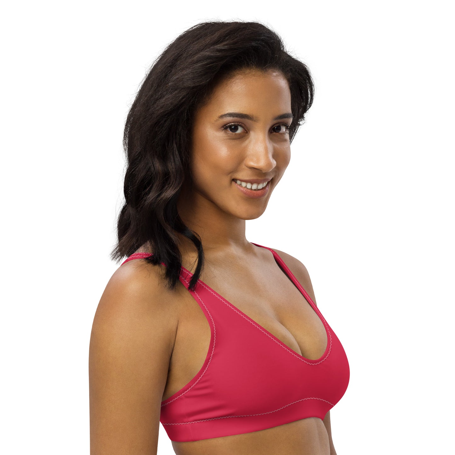 Milano Solid Red Recycled Scoop Bikini Top