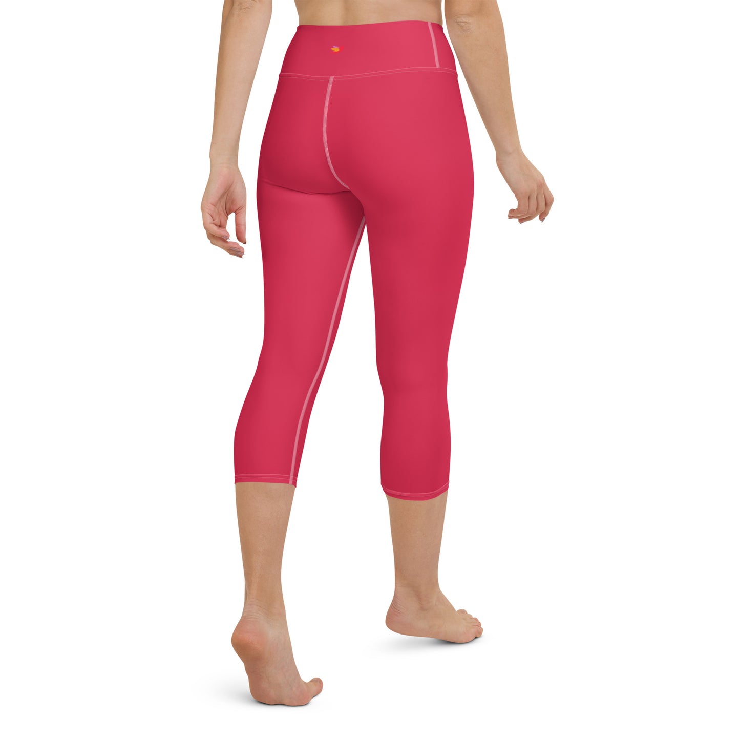 Milano Solid Red Capri High Waist Yoga Leggings / Pants with Inside Pocket
