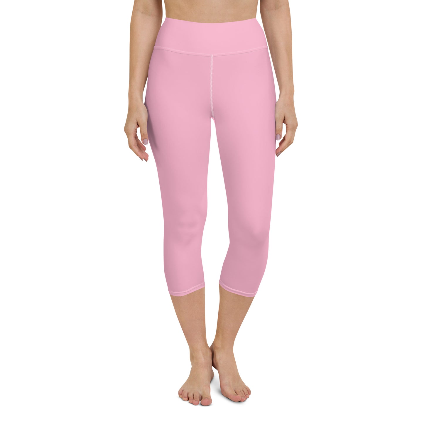 Garten Solid Pink Capri High Waist Yoga Leggings / Pants with Inside Pocket