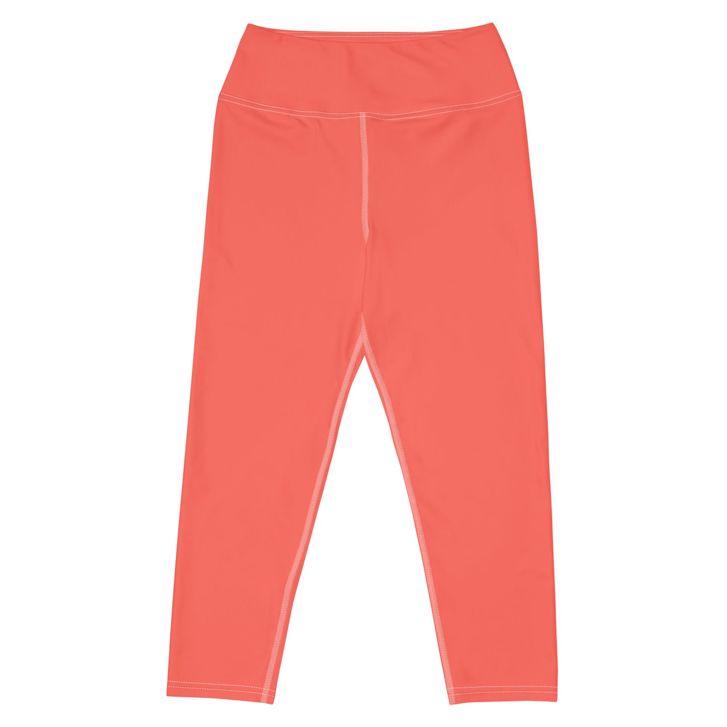 Coralo Solid Coral Capri High Waist Yoga Leggings / Pants with Inside Pocket