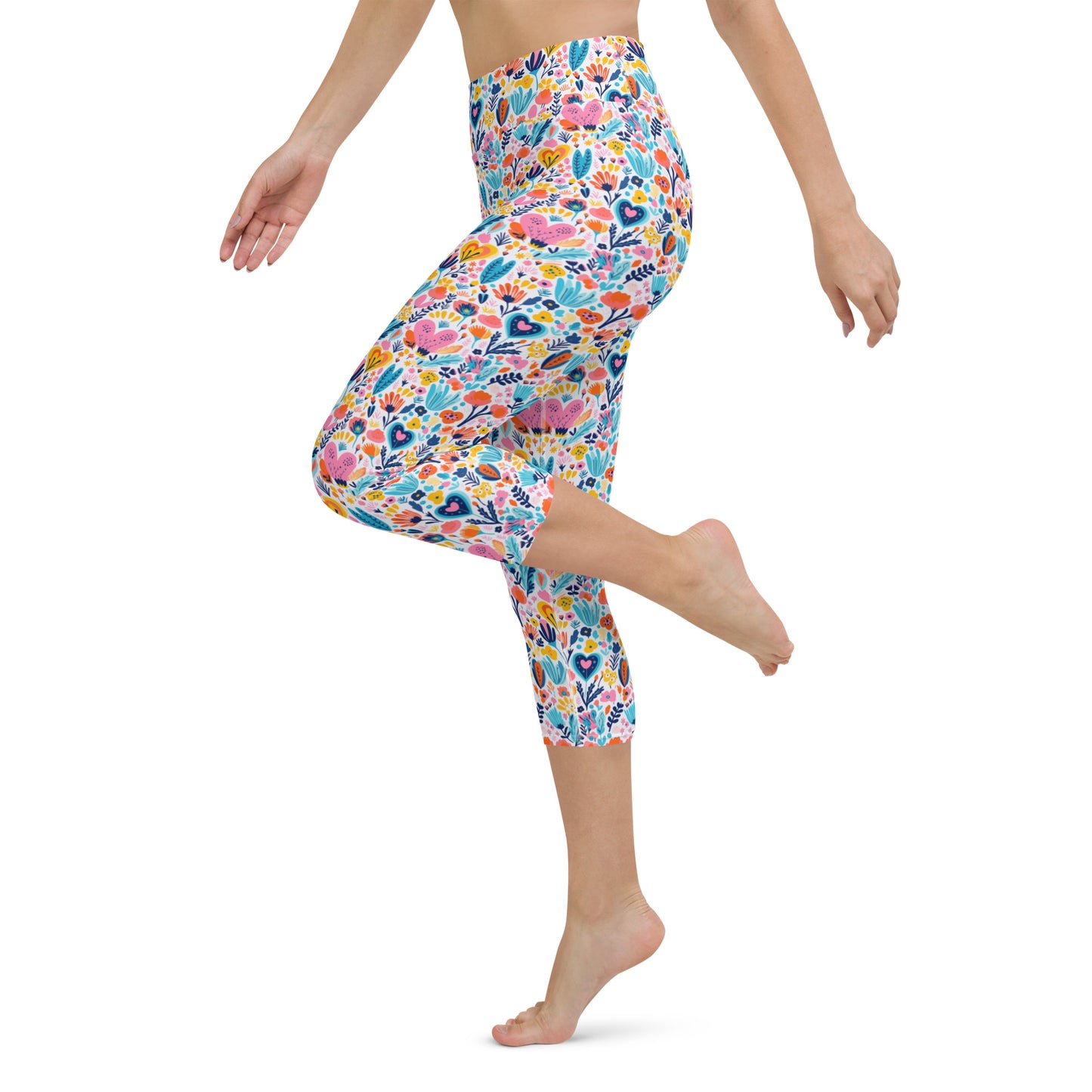 Fiori Capri High Waist Yoga Leggings / Pants with Inside Pocket