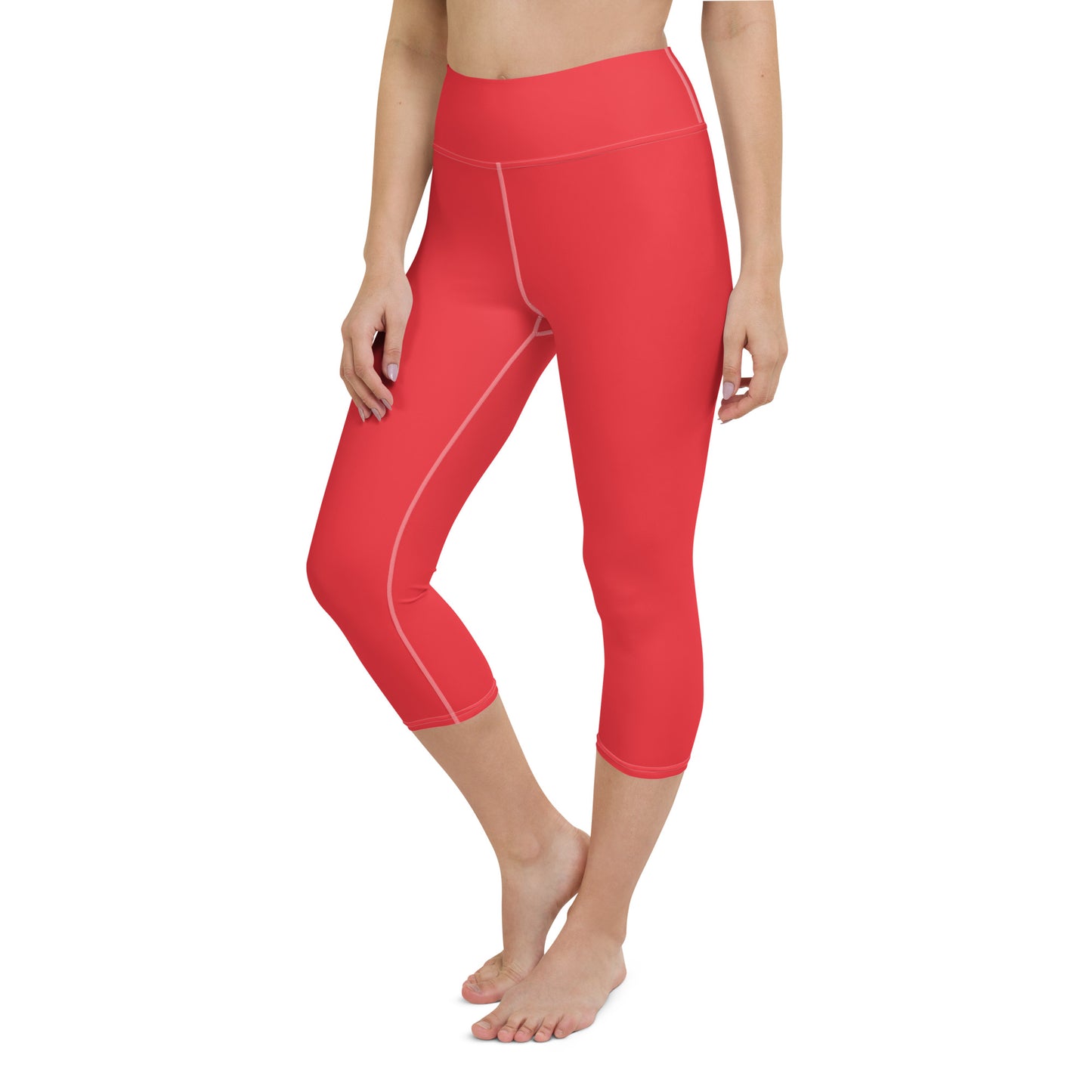 Nord Solid Red Capri High Waist Yoga Leggings / Pants with Inside Pocket