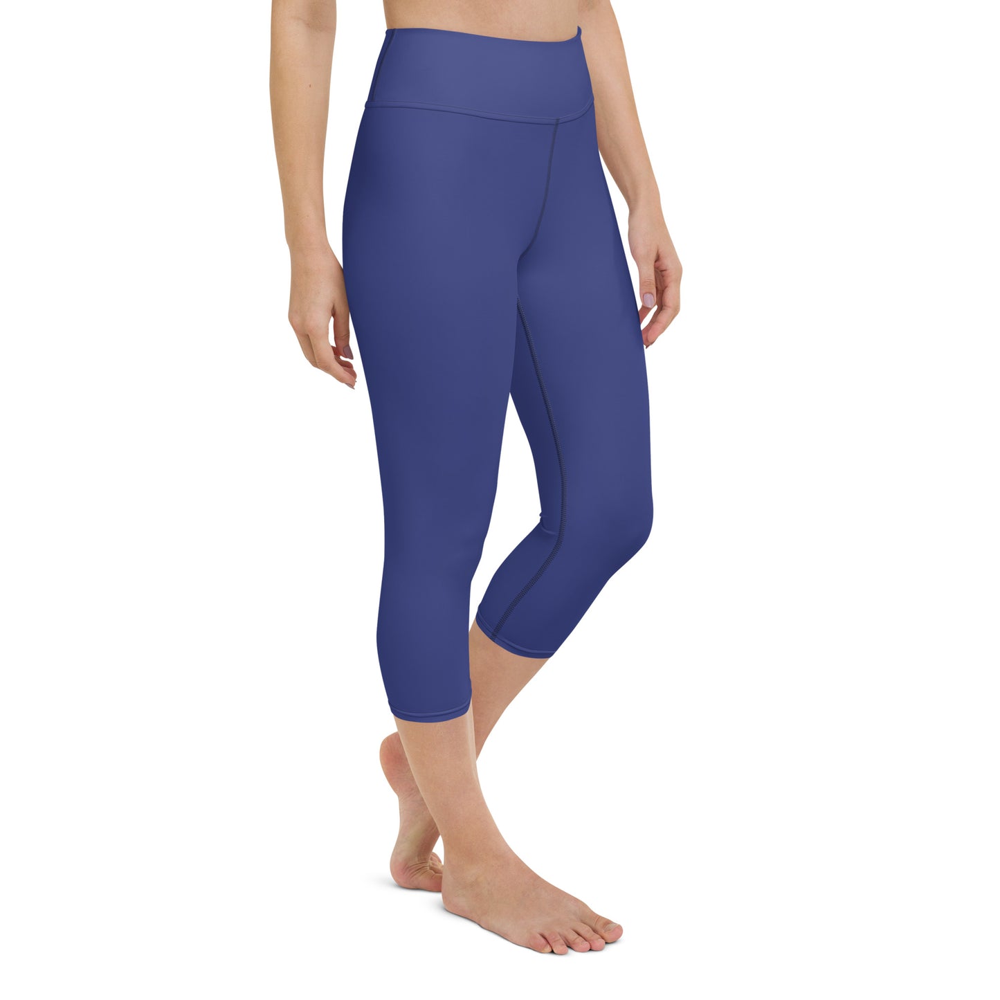 Monopoli Solid Blue Capri High Waist Yoga Leggings / Pants with Inside Pocket