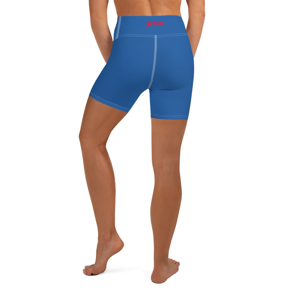Alpen Tag Solid Blue High Waist Yoga Shorts / Bike Shorts with Inside Pocket