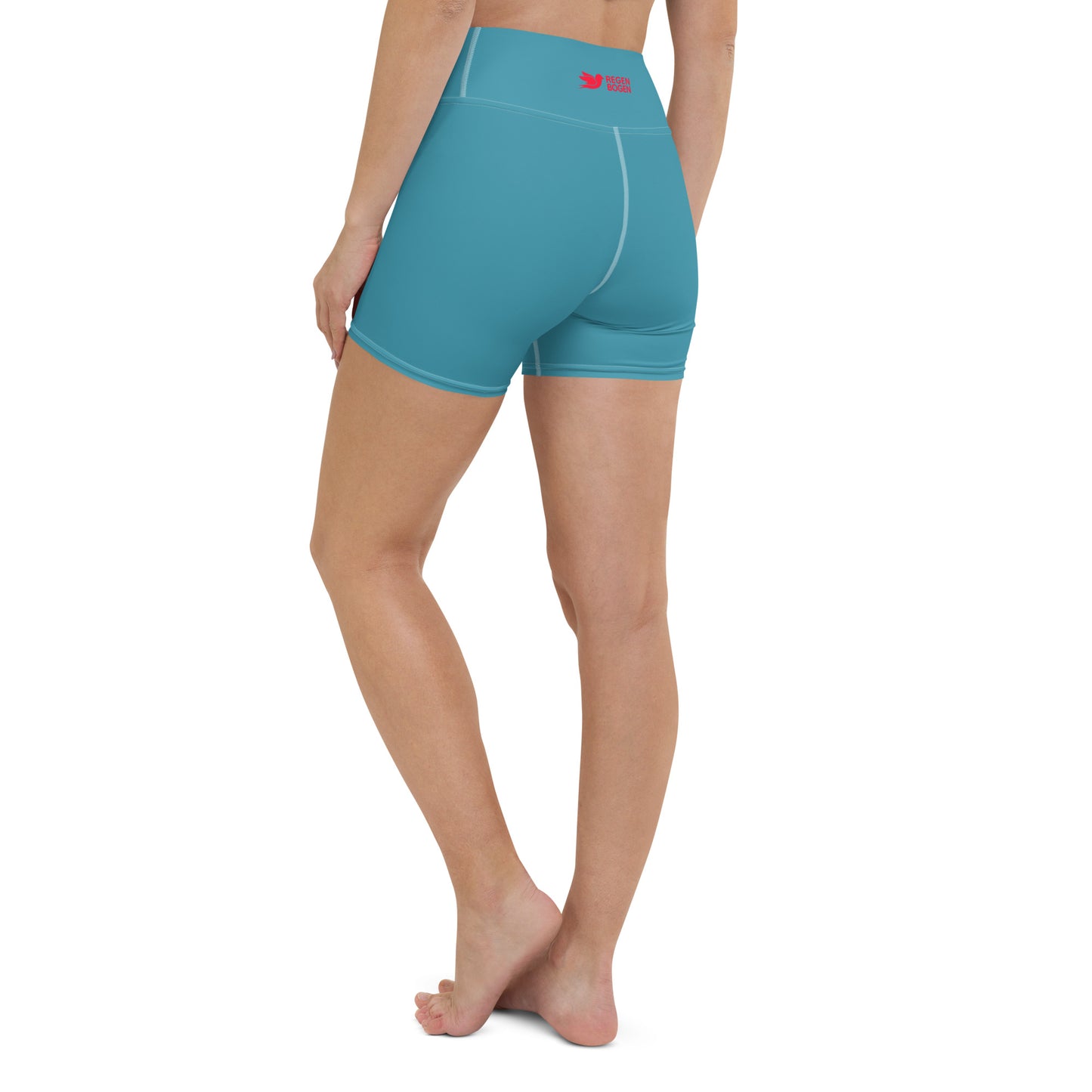 Schnucki Solid Blue High Waist Yoga Shorts / Bike Shorts with Inside Pocket