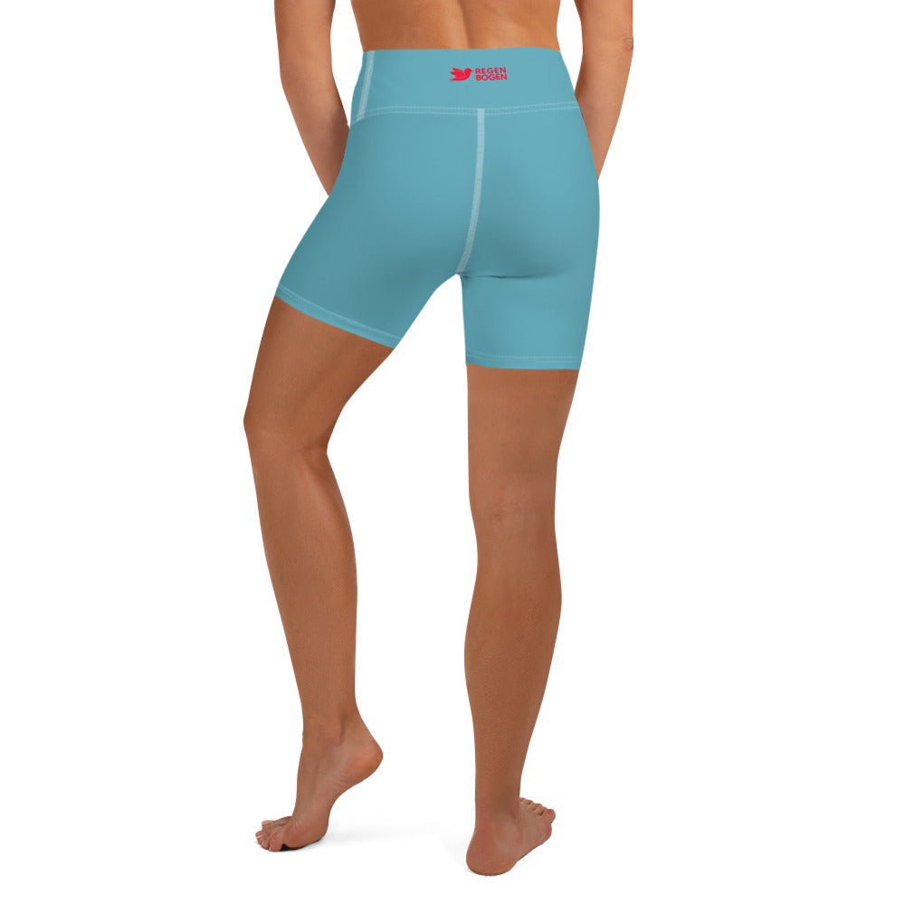 Sardinia Solid Teal High Waist Yoga Shorts / Bike Shorts with Inside Pocket
