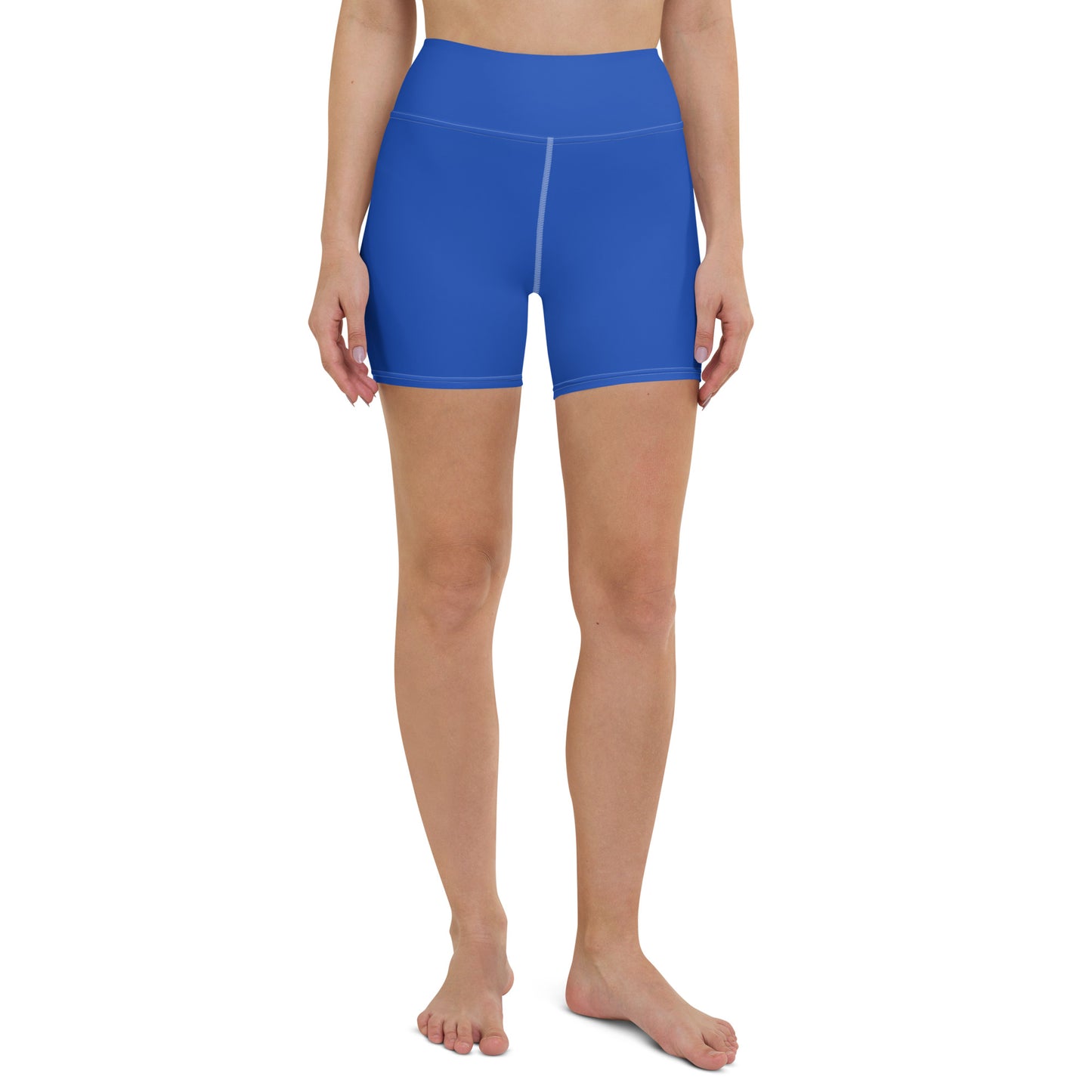 Borno Solid Blue High Waist Yoga Shorts / Bike Shorts with Inside Pocket