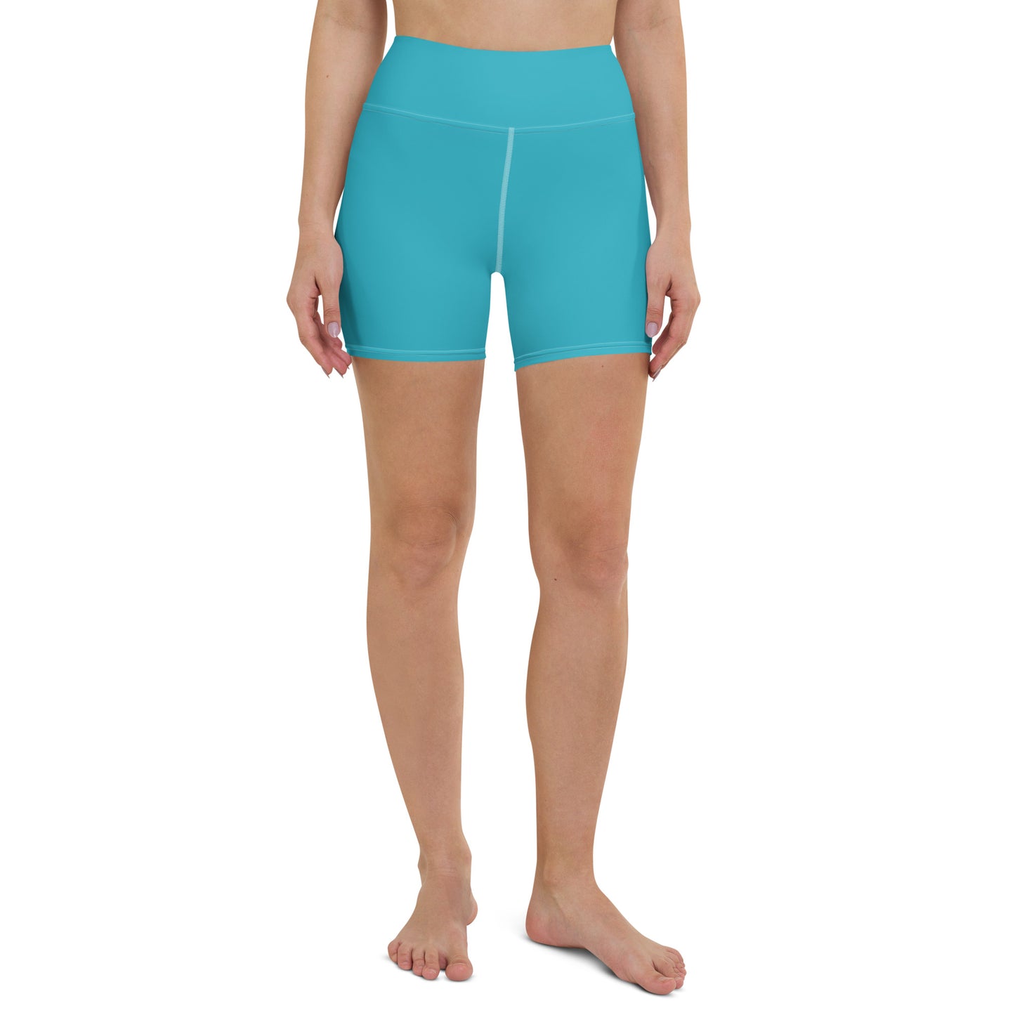 Ojos Solid Teal High Waist Yoga Shorts / Bike Shorts with Inside Pocket