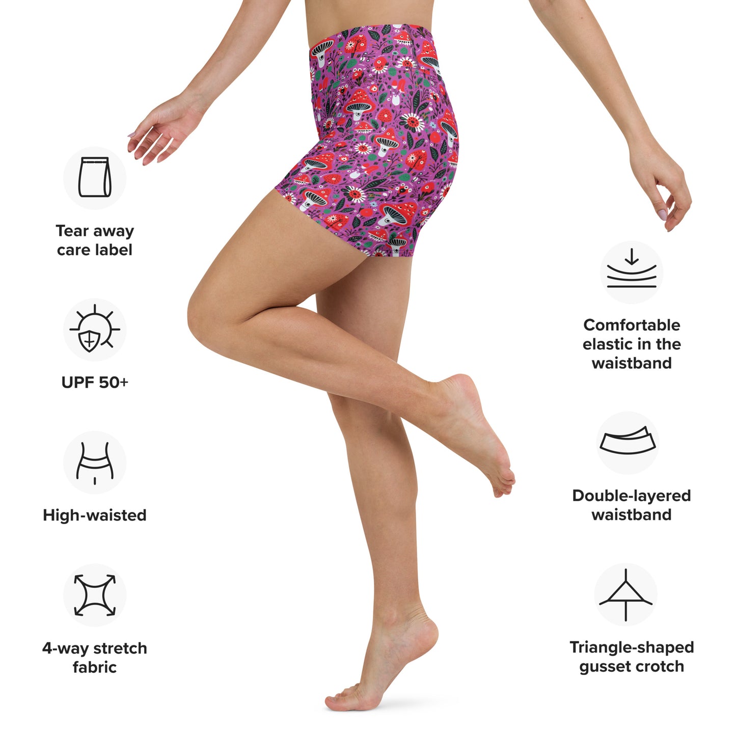 Pilze High Waist Yoga Shorts / Bike Shorts with Inside Pocket