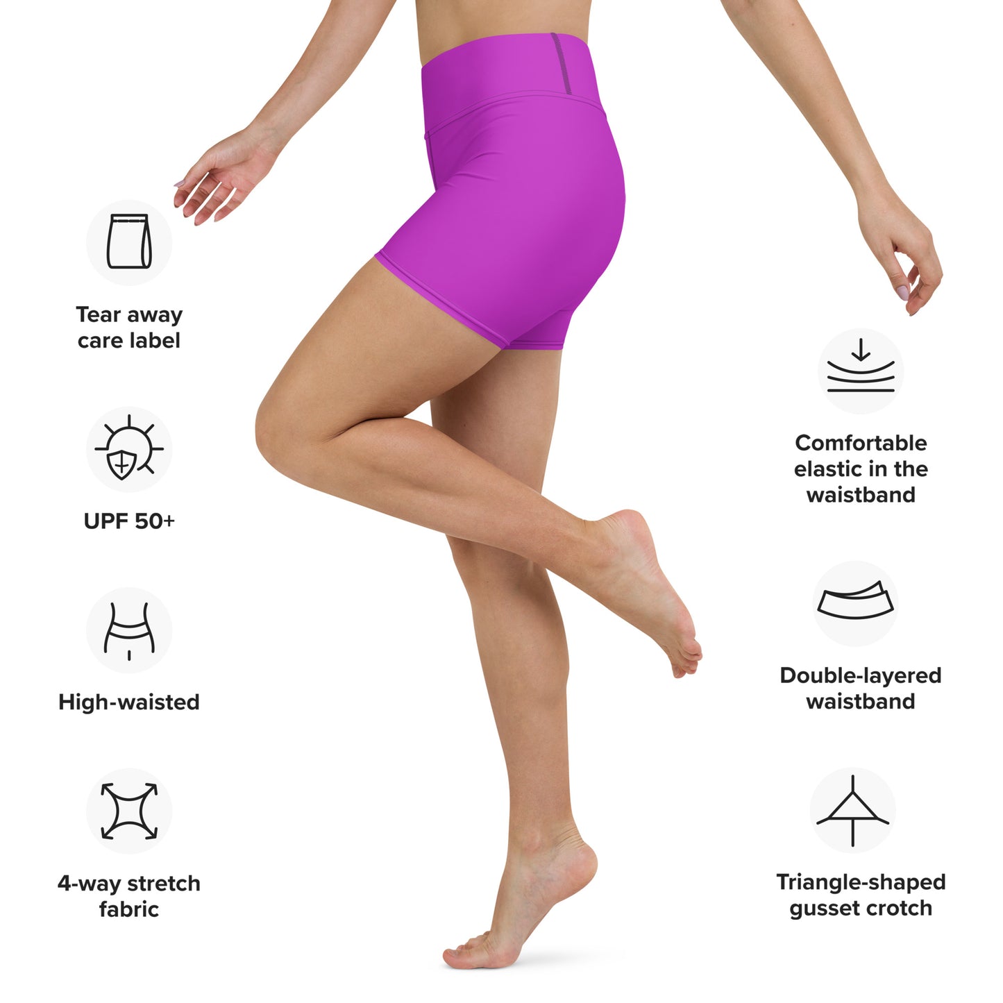 Alpenrose Solid Color High Waist Yoga Shorts / Bike Shorts with Inside Pocket