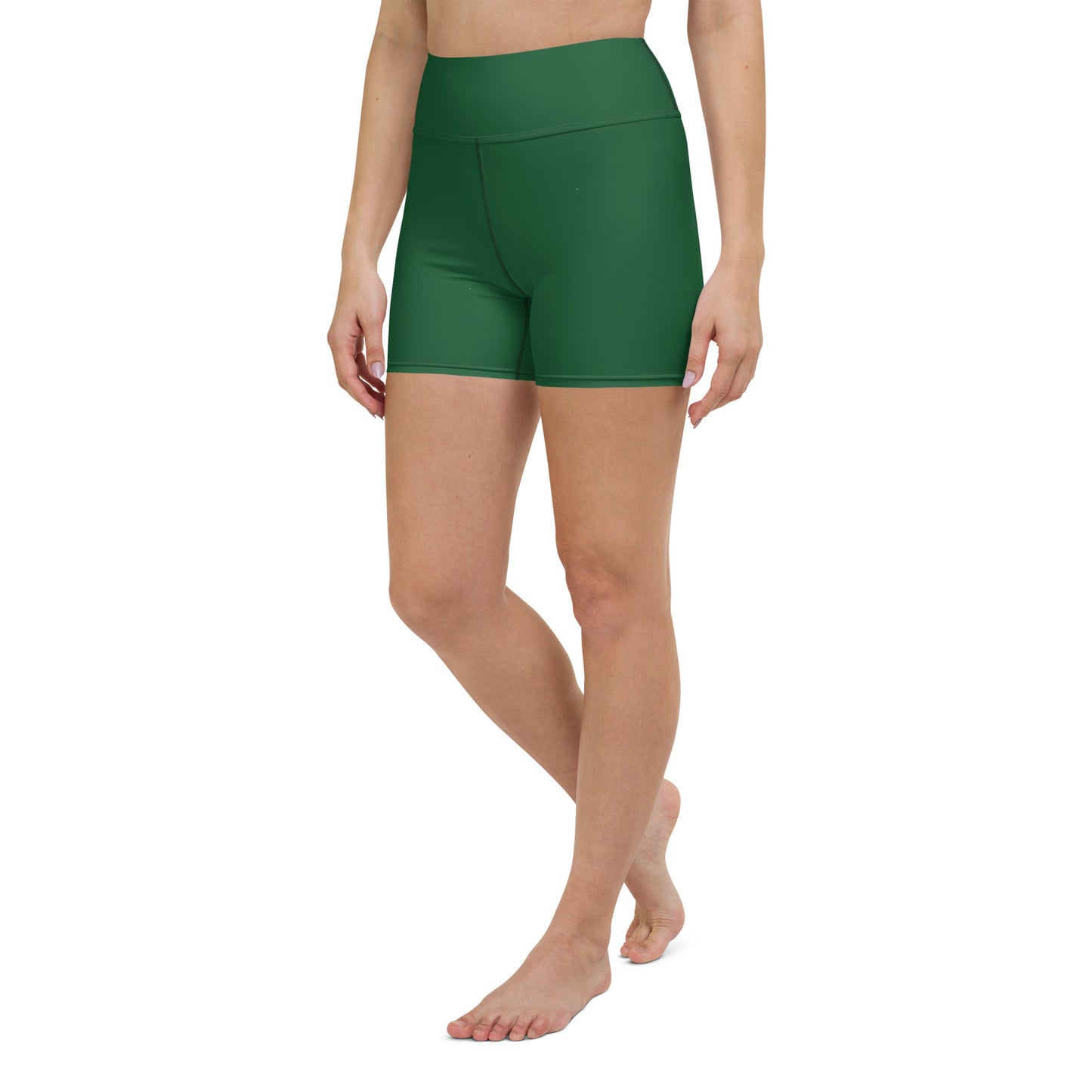 Edelweiss Solid Green High Waist Yoga Shorts / Bike Shorts with Inside Pocket
