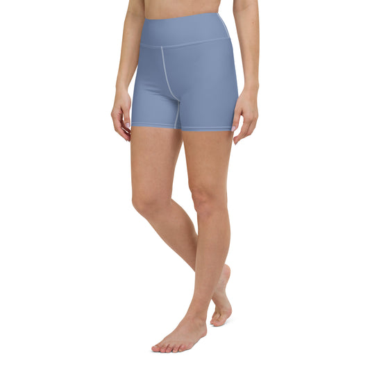 Garten Solid Blue High Waist Yoga Shorts / Bike Shorts with Inside Pocket