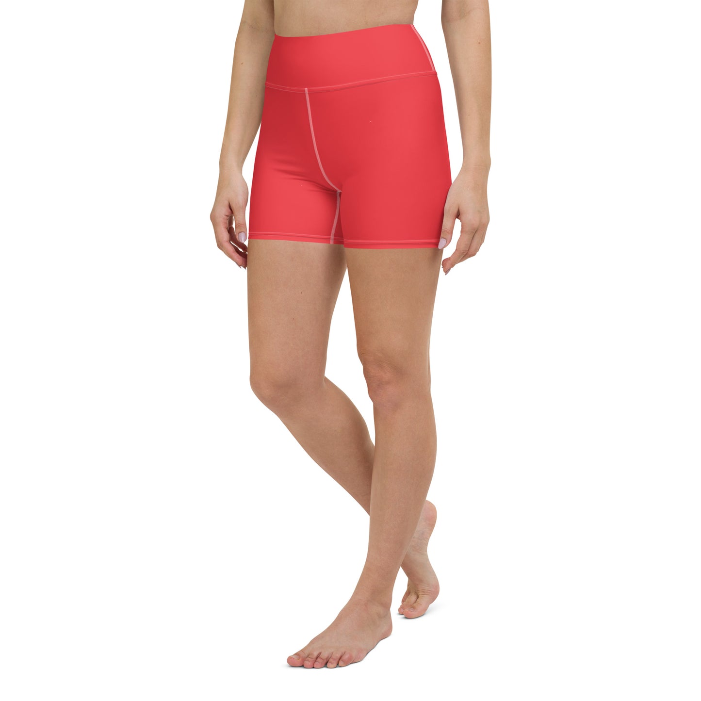 Nord Solid Red High Waist Yoga Shorts / Bike Shorts with Inside Pocket